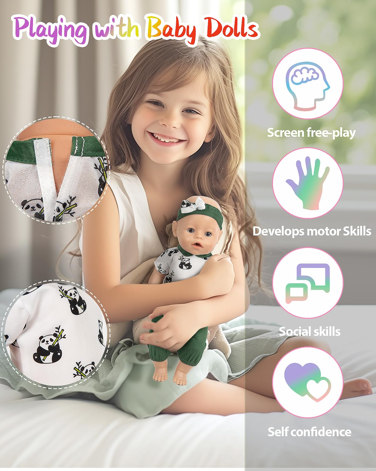 ARTST Baby Doll Clothes – 8-Set for 14-16 inch Dolls with Pajamas & Headbands