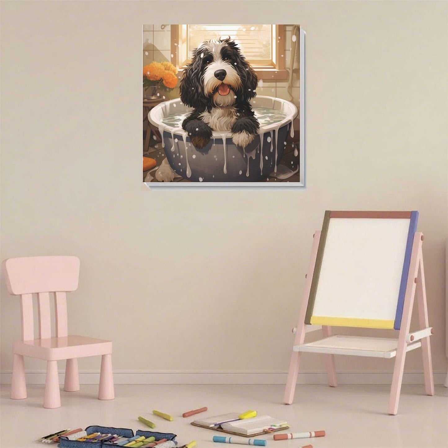 Arttoplus Dog Paint by Numbers Kit with Frame – Easy DIY Kids Art (8x8 in)