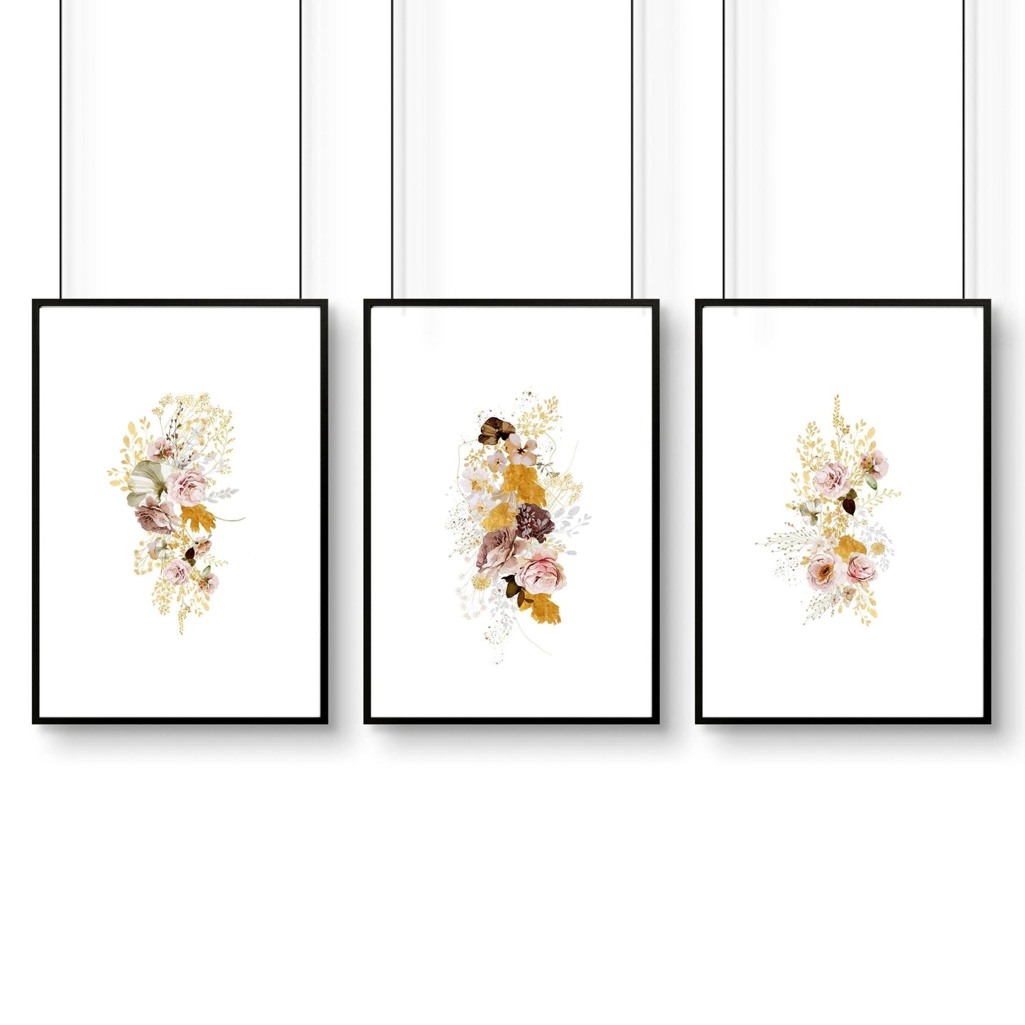 Artwork for a living room | set of 3 Shabby Chic wall art prints