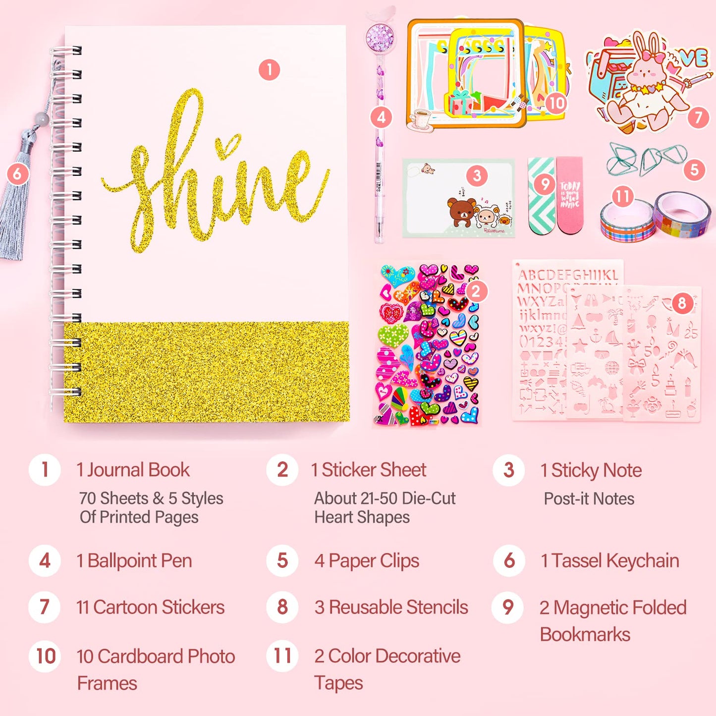 Arulis DIY Journal Kit for Girls – Creative Scrapbook & Planner Set (Ages 6+)