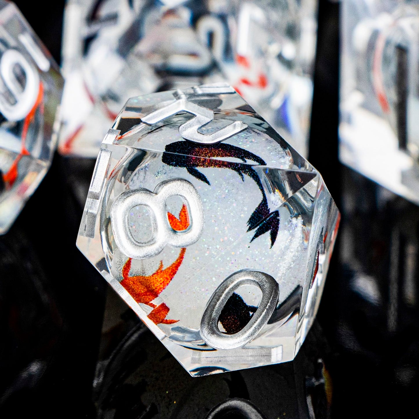 ARUOHHA Liquid Core DND Dice Set – Koi Fish, Sharp Edges, Polyhedral Dice