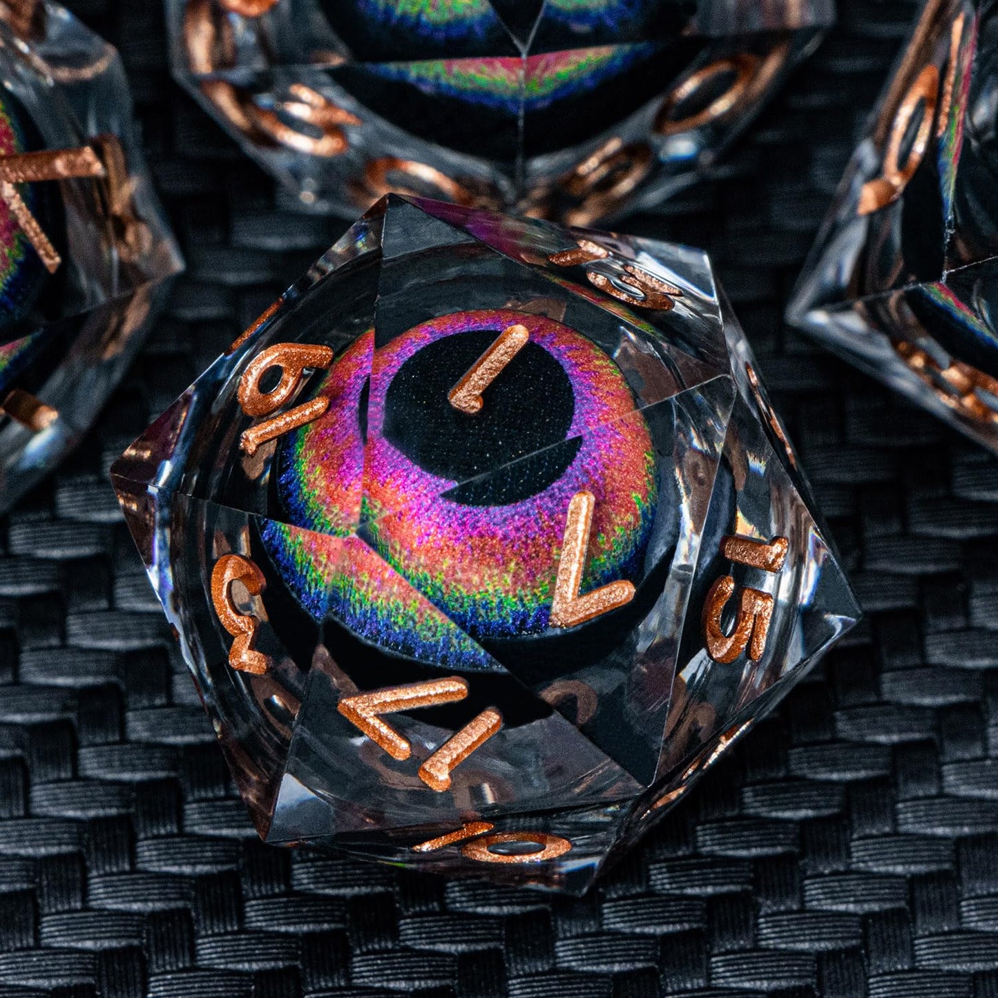 ARUOHHA Dragon Eye Dice – Liquid Core Resin Sharp-Edged D&D Set with Gift Box