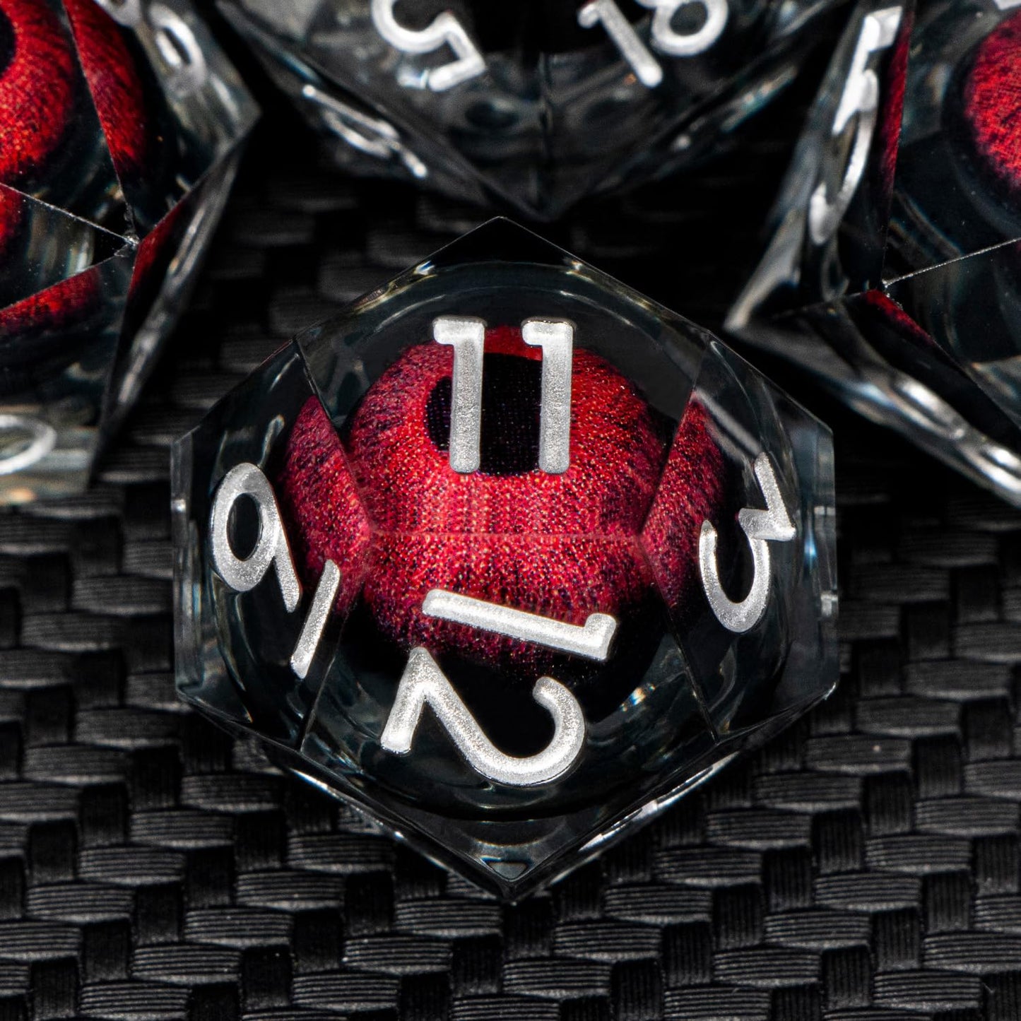 ARUOHHA Dragon Eye Resin Dice Set — Liquid Core Sharp-Edged D&D Polyhedral Dice