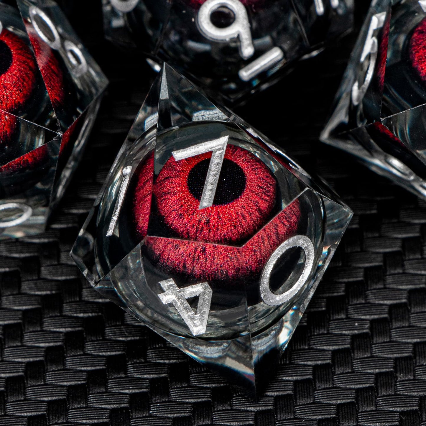 ARUOHHA Dragon Eye Resin Dice Set — Liquid Core Sharp-Edged D&D Polyhedral Dice