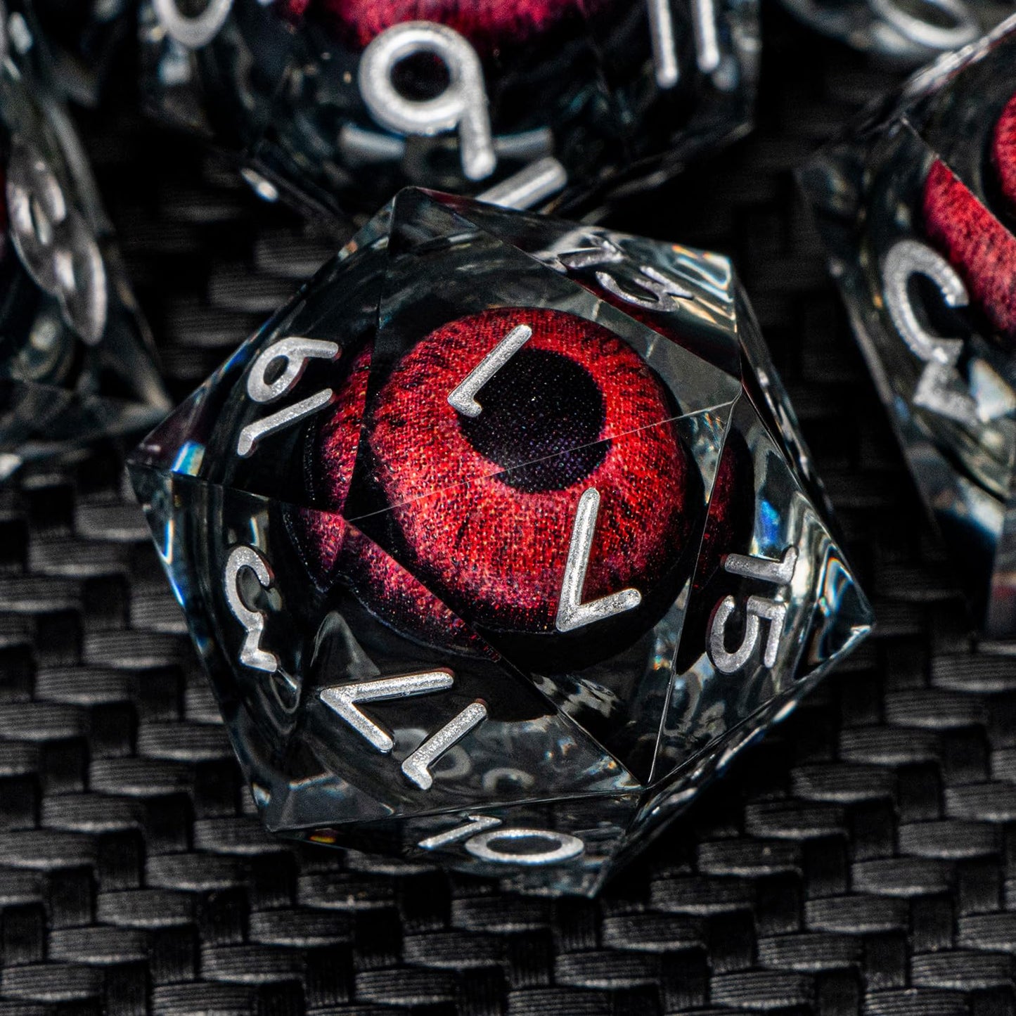 ARUOHHA Dragon Eye Resin Dice Set — Liquid Core Sharp-Edged D&D Polyhedral Dice