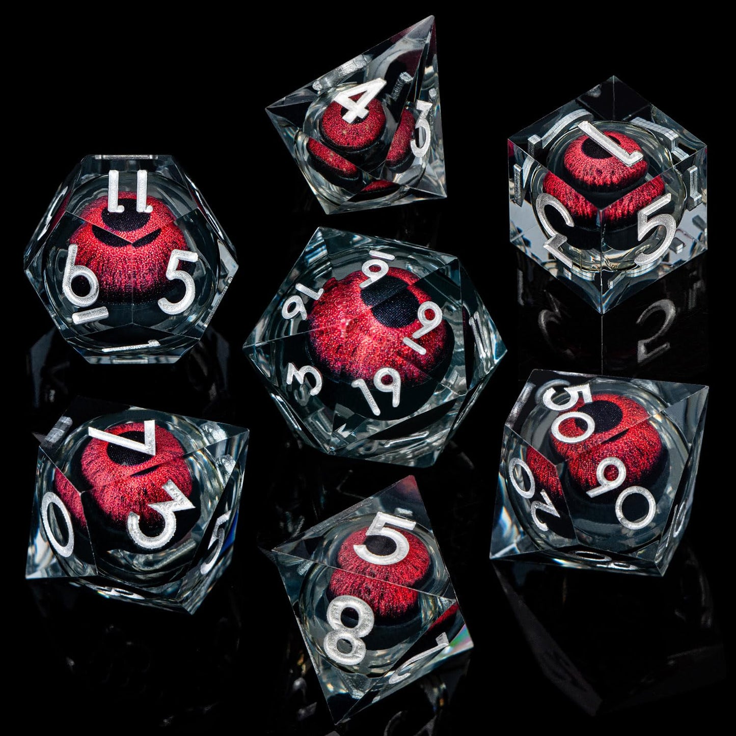 ARUOHHA Dragon Eye Resin Dice Set — Liquid Core Sharp-Edged D&D Polyhedral Dice