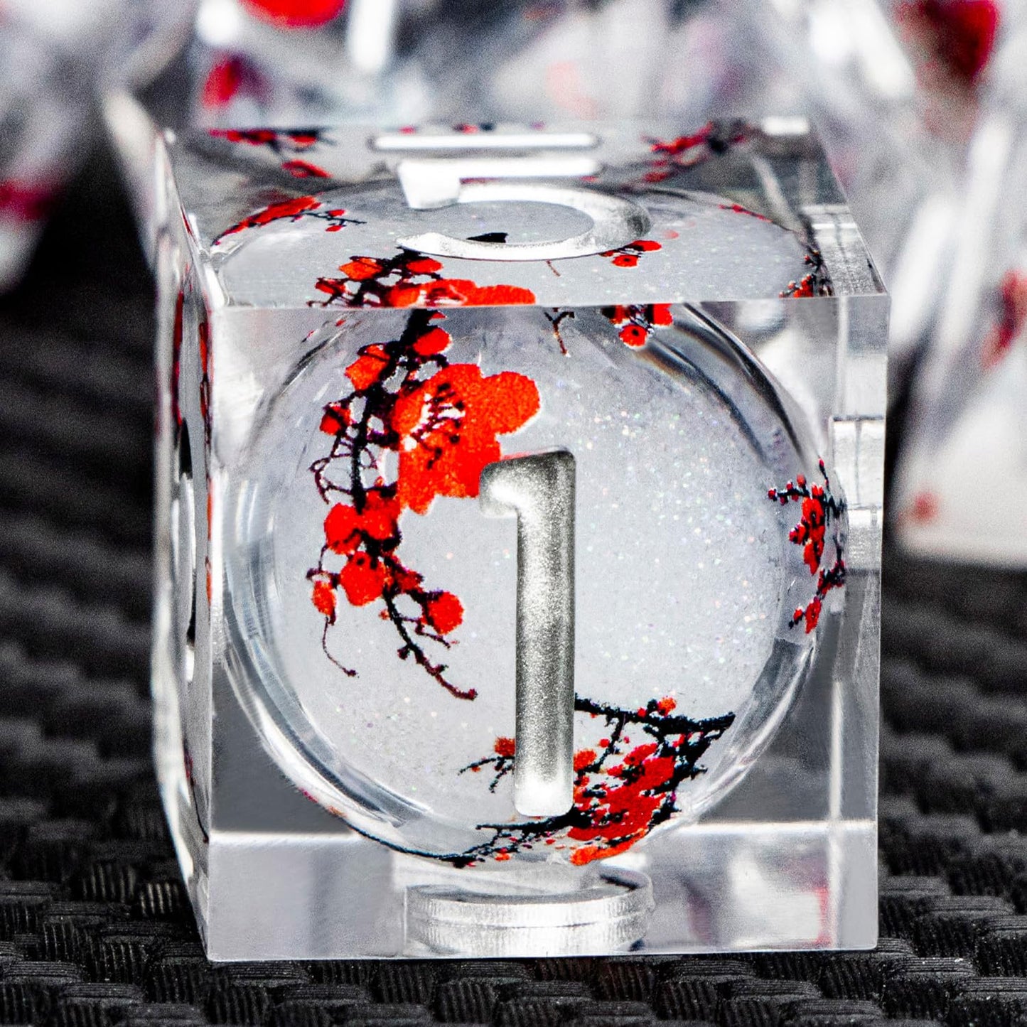 ARUOHHA DND Resin Dice Set – Plum Blossom Liquid Core White Sharp Edge Polyhedral Dice for D&amp;D with Gift Box (D4, D6, D8, D10, D12, D20, D%)