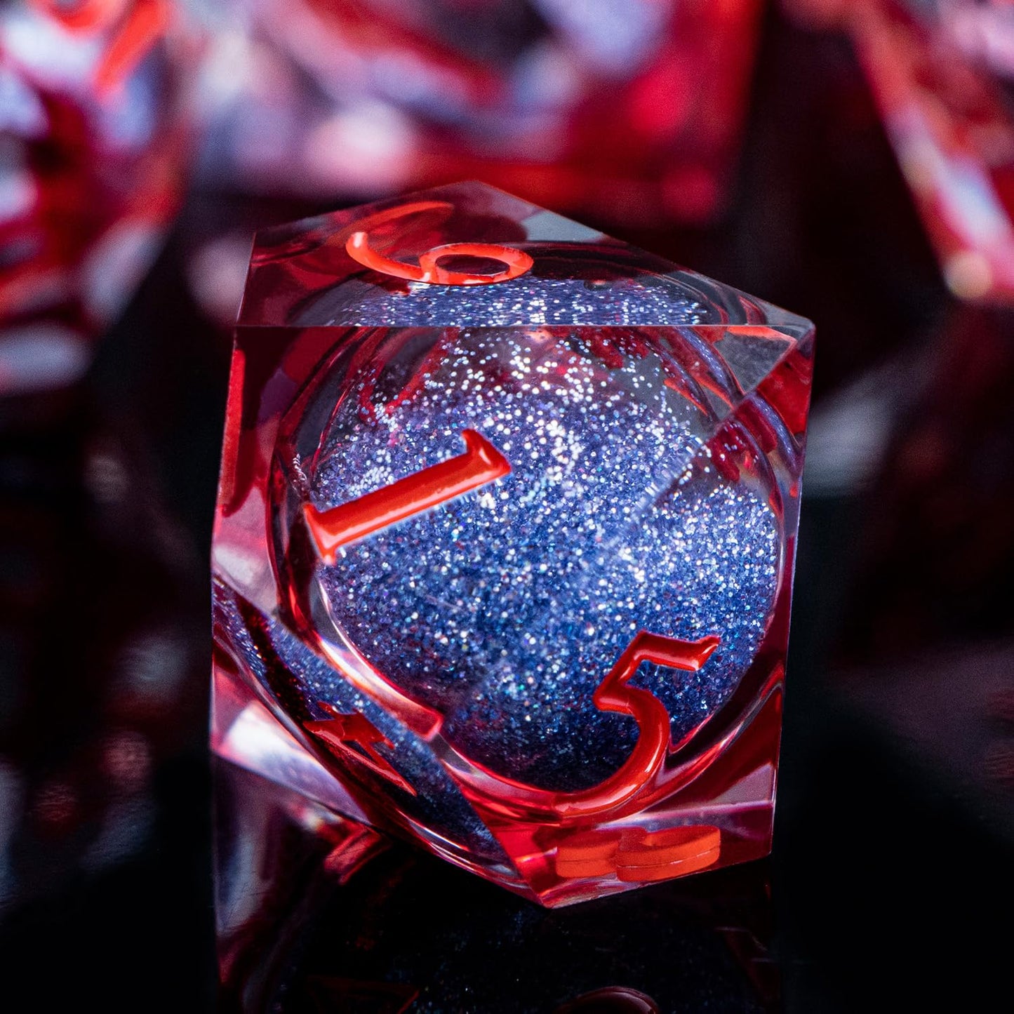 ARUOHHA Blood Core DND Dice Set | Liquid Core Sharp-Edged Polyhedral DND Dice in Gift Box