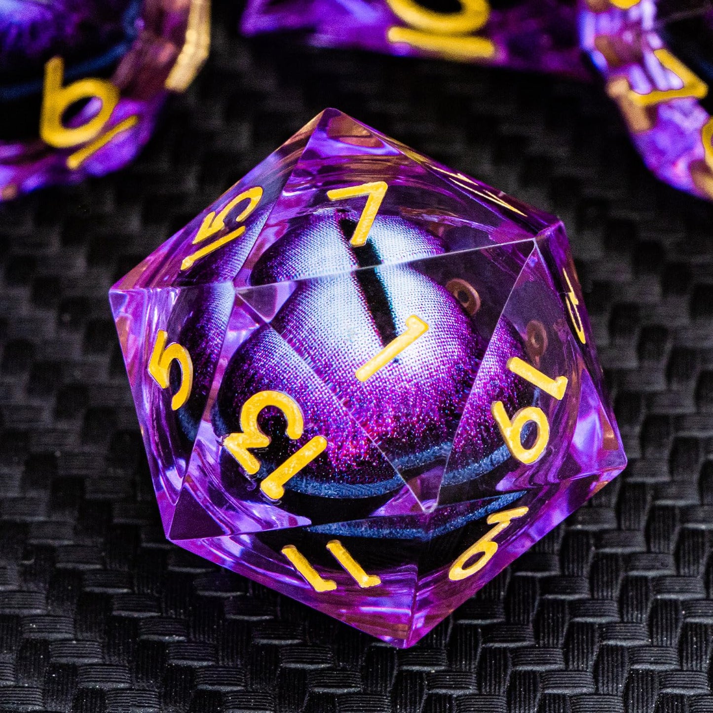 ARUOHHA Dragon Eye Resin Dice Set – Purple Sharp-Edged D&D Polyhedral Dice with Gift Box