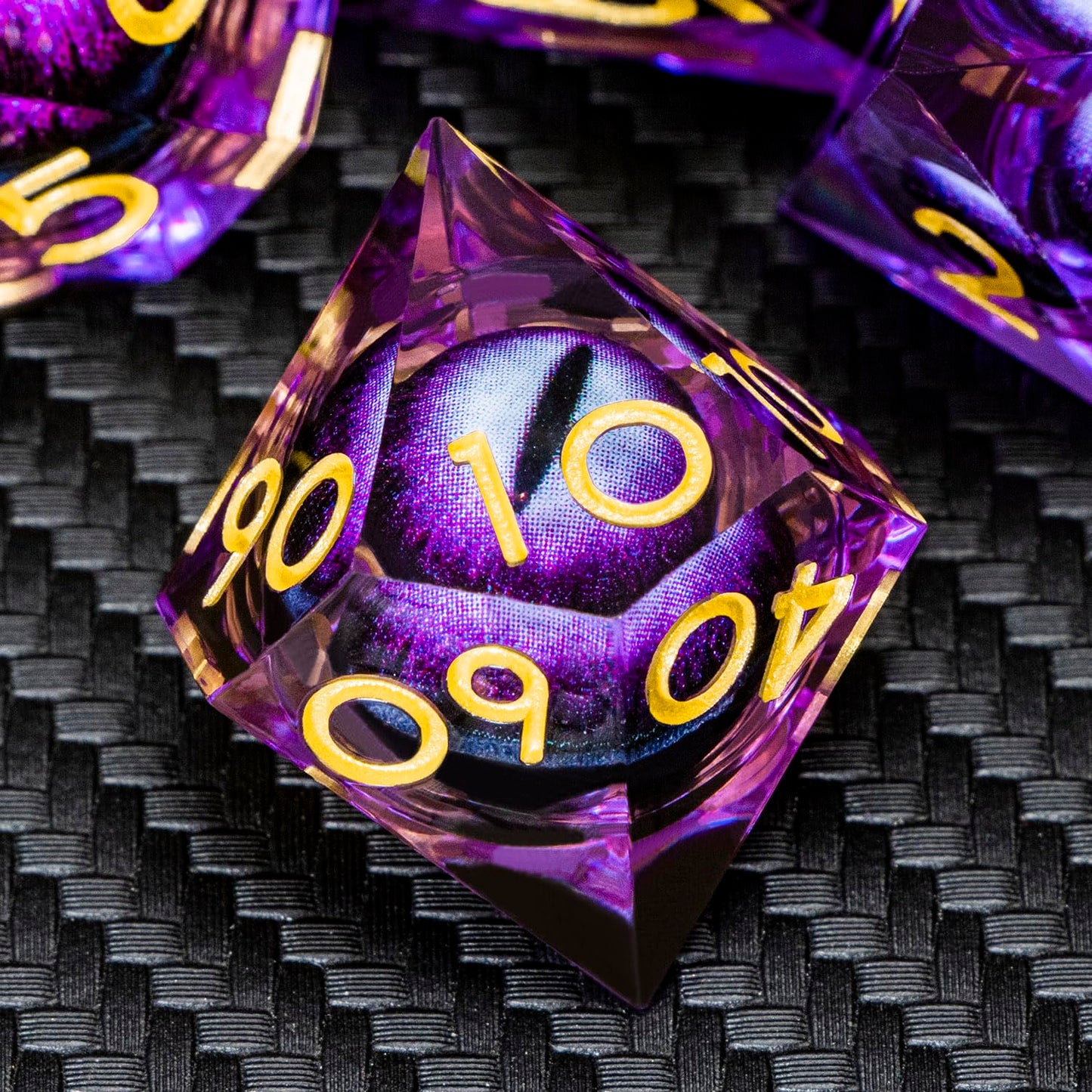 ARUOHHA Dragon Eye Resin Dice Set – Purple Sharp-Edged D&D Polyhedral Dice with Gift Box