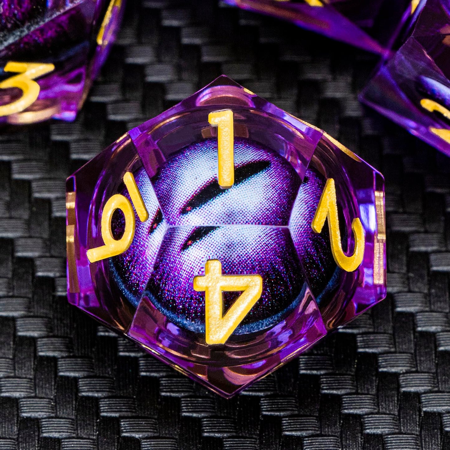 ARUOHHA Dragon Eye Resin Dice Set – Purple Sharp-Edged D&D Polyhedral Dice with Gift Box