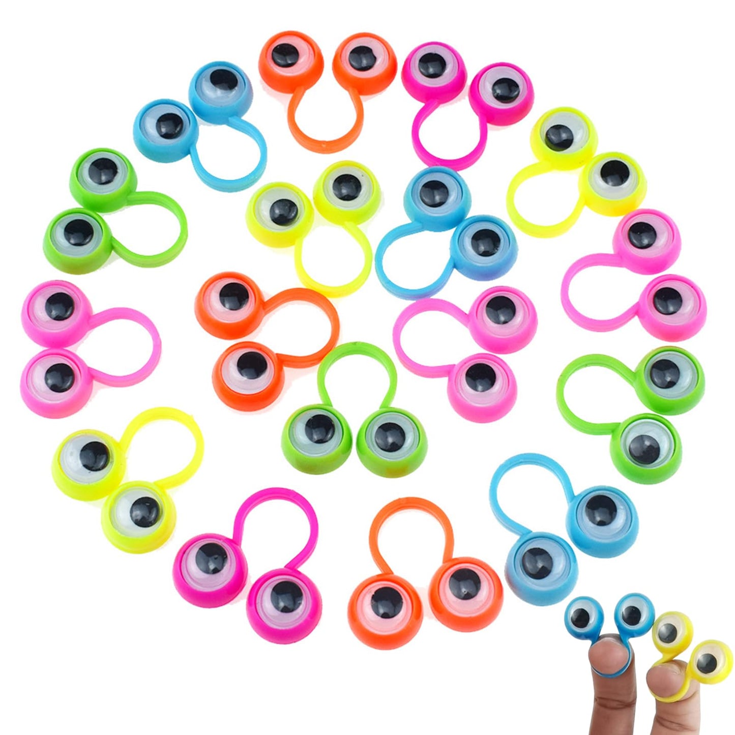 Aruytps 100 PCS Eye Finger Puppets – Wiggly Eyeball Rings for Kids, Party Favors & Classroom Fun