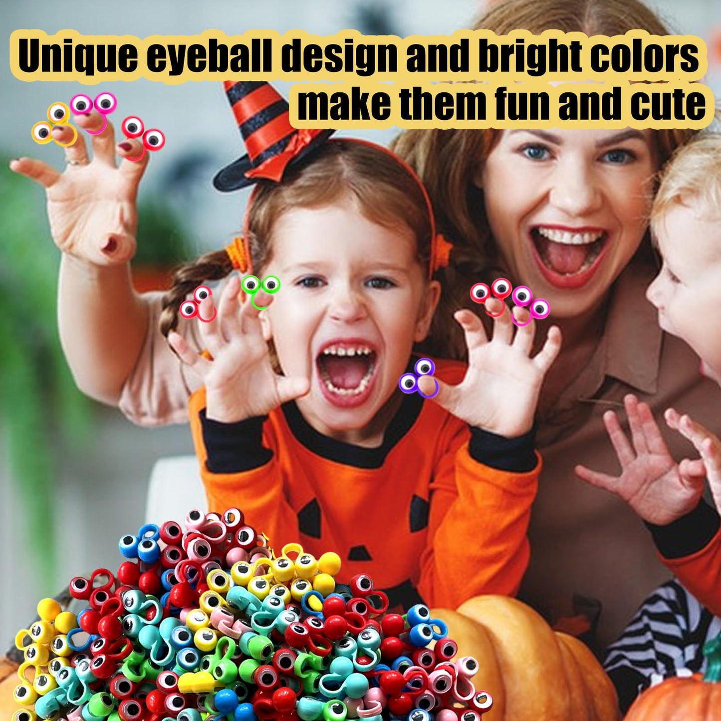 Aruytps 100 PCS Eye Finger Puppets – Wiggly Eyeball Rings for Kids, Party Favors & Classroom Fun
