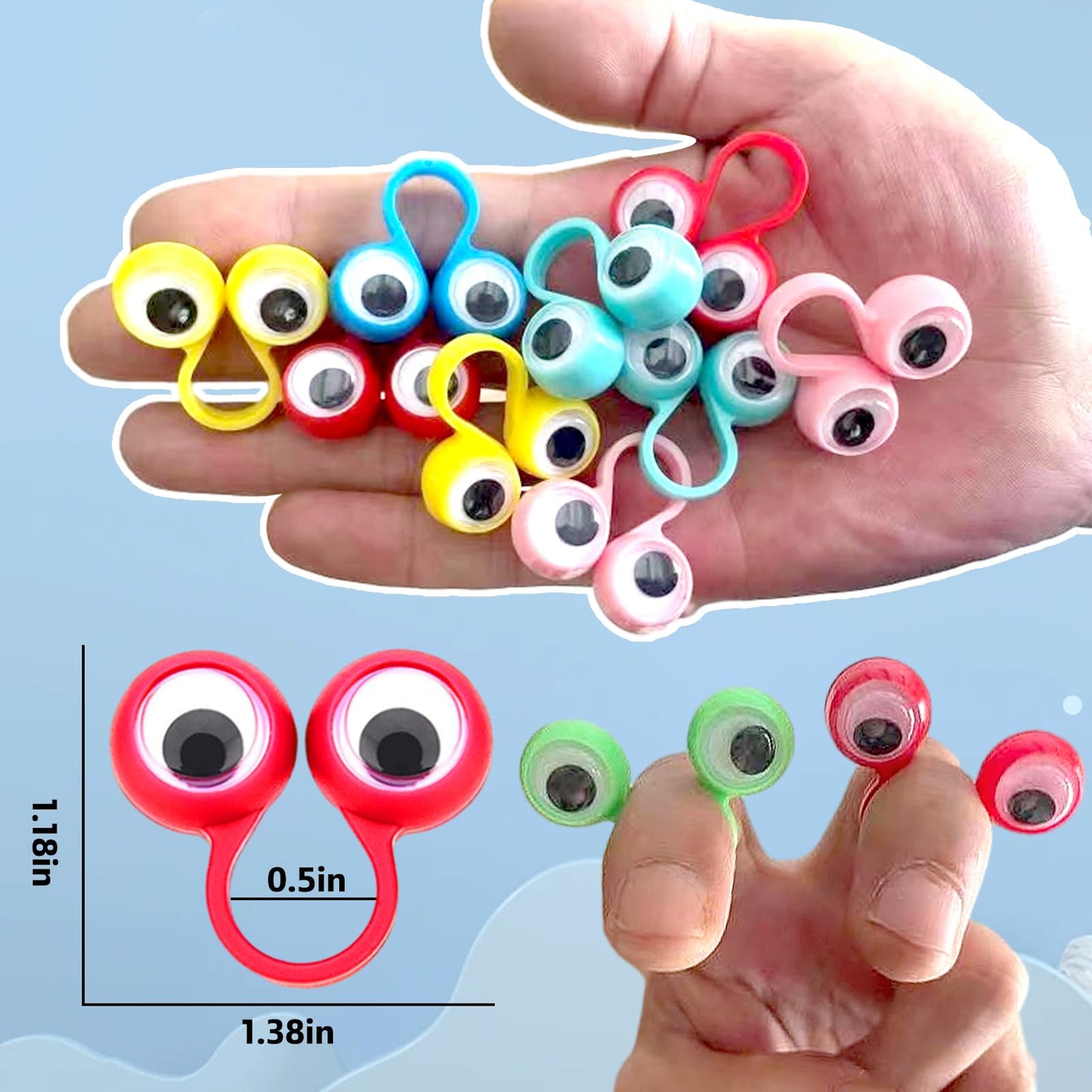 Aruytps 100 PCS Eye Finger Puppets – Wiggly Eyeball Rings for Kids, Party Favors & Classroom Fun