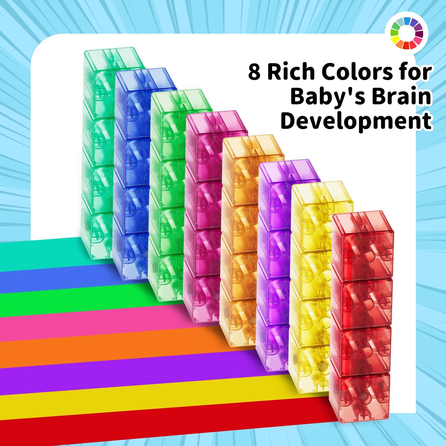 Asago Transparent Magnetic Blocks 40pcs – Montessori STEM Toy for Kids 4-8