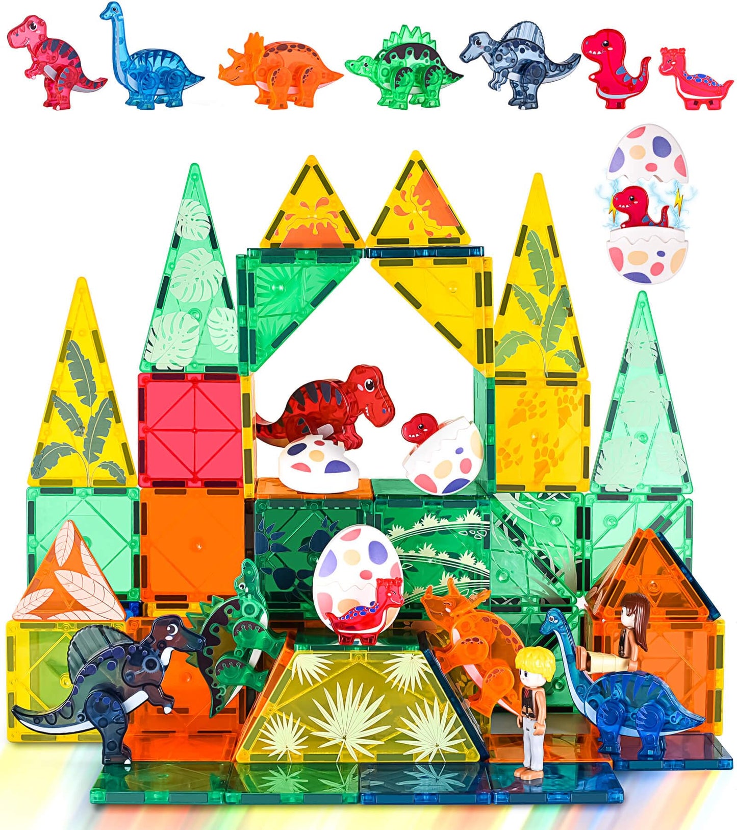 Asago Dinosaurs Egg Toys — Magnetic Tiles Dinos for Kids 3+ | Build, Play, Learn