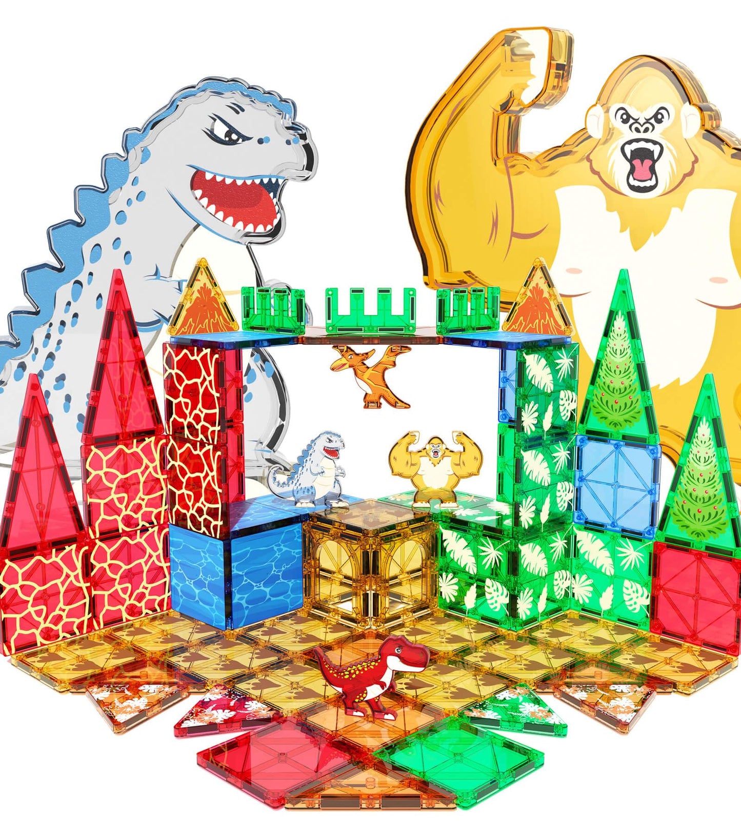 Asago Magnetic Dino Tiles – Dino World Construction Toys for Kids 3+