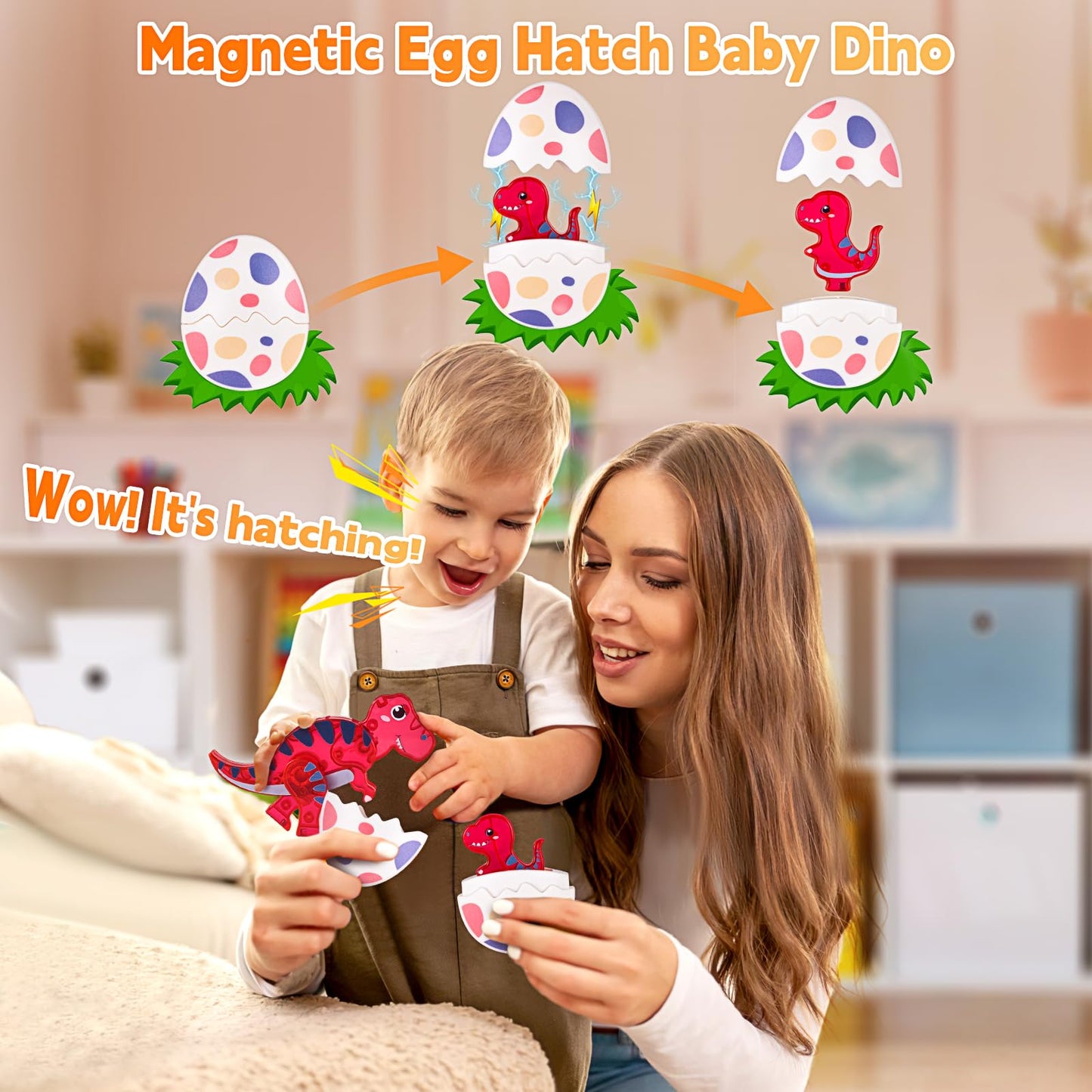 Asago Dinosaurs Egg Toys — Magnetic Tiles Dinos for Kids 3+ | Build, Play, Learn