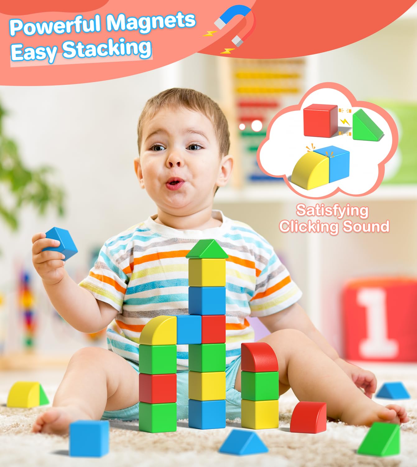 Asago Magnetic Blocks for Toddlers – 36-Piece Colorful Magnetic Building Set