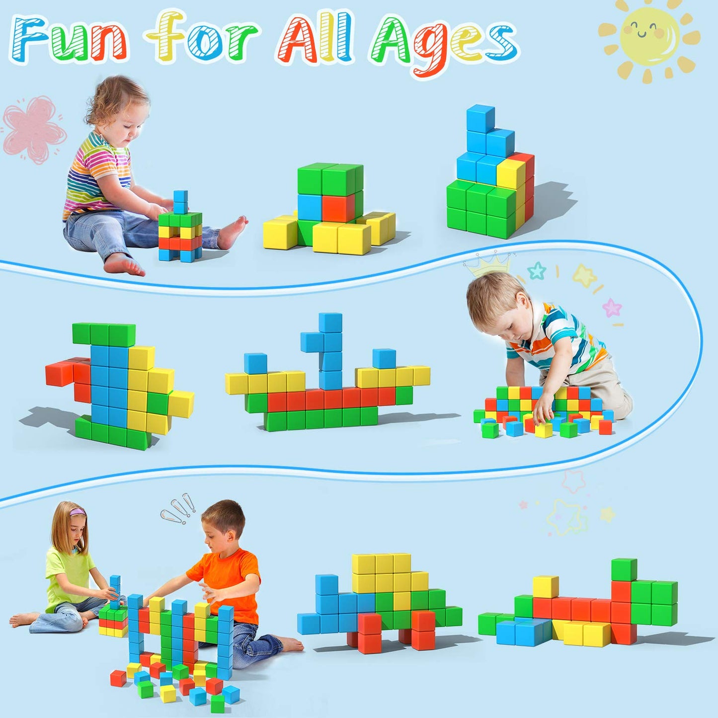Asago Magnetic Blocks - Large 1.34-Inch Magnetic Building Cubes for Toddlers & Kids