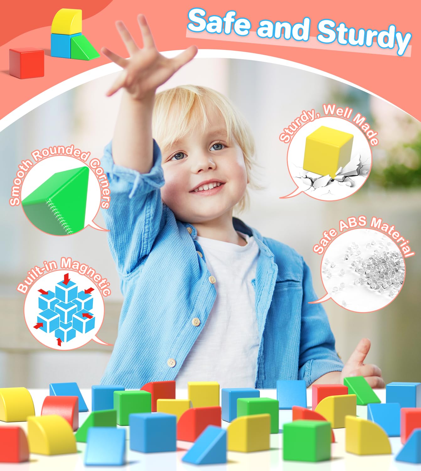 Asago Magnetic Blocks for Toddlers – 36-Piece Colorful Magnetic Building Set