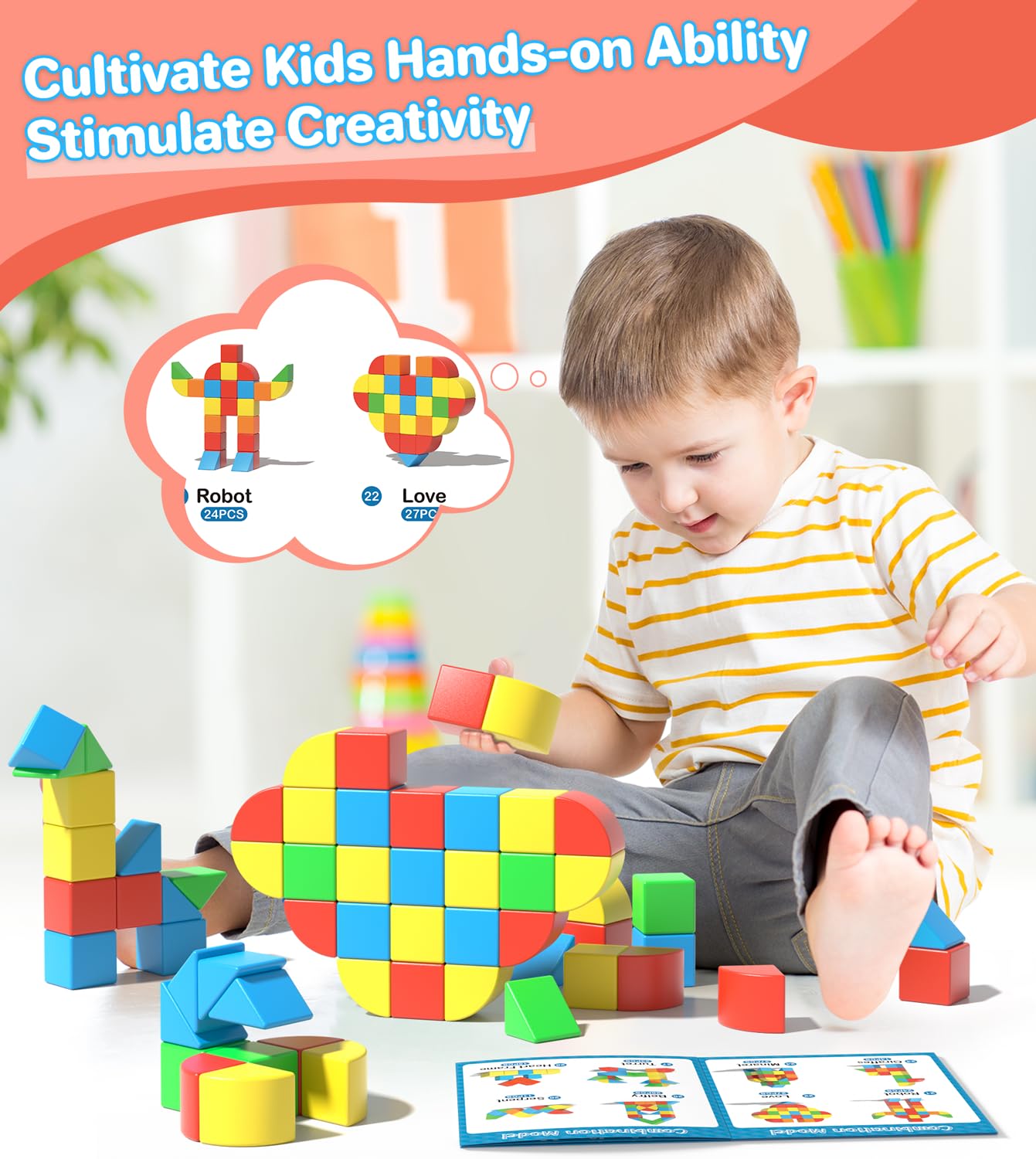 Asago Magnetic Blocks for Toddlers – 36-Piece Colorful Magnetic Building Set