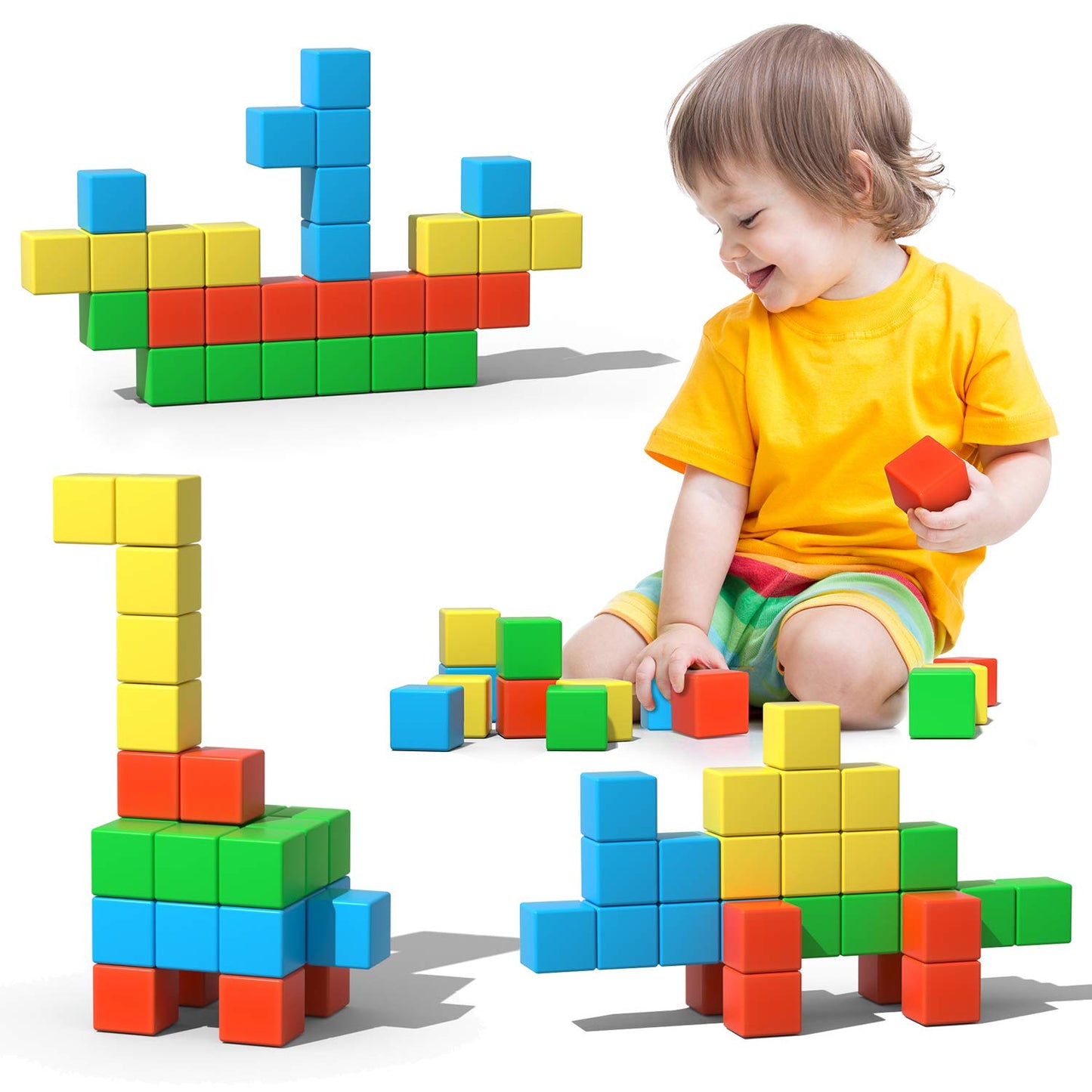 Asago Magnetic Blocks - Large 1.34-Inch Magnetic Building Cubes for Toddlers & Kids