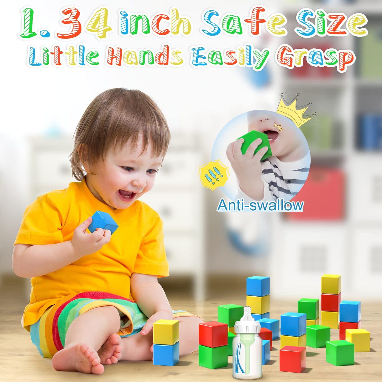 Asago Magnetic Blocks - Large 1.34-Inch Magnetic Building Cubes for Toddlers & Kids