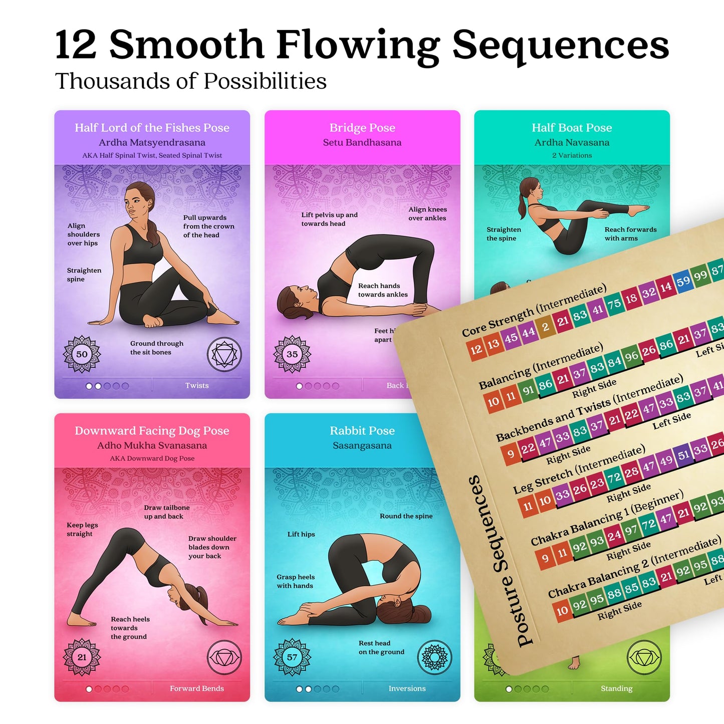 Asana Moon Premium Yoga Cards – 120+ Poses, 108 Sequences, Sanskrit Names & Cues