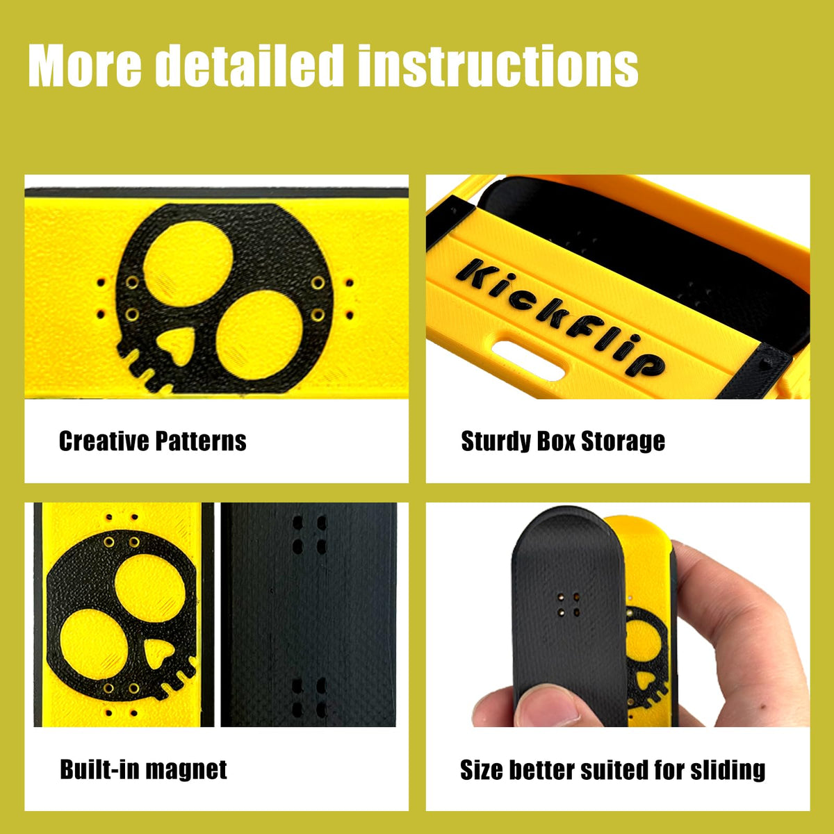 ASCAVS Magnetic Kickflip Fidget Slider for Adults – Portable Mini Fingerboard with Storage Case
