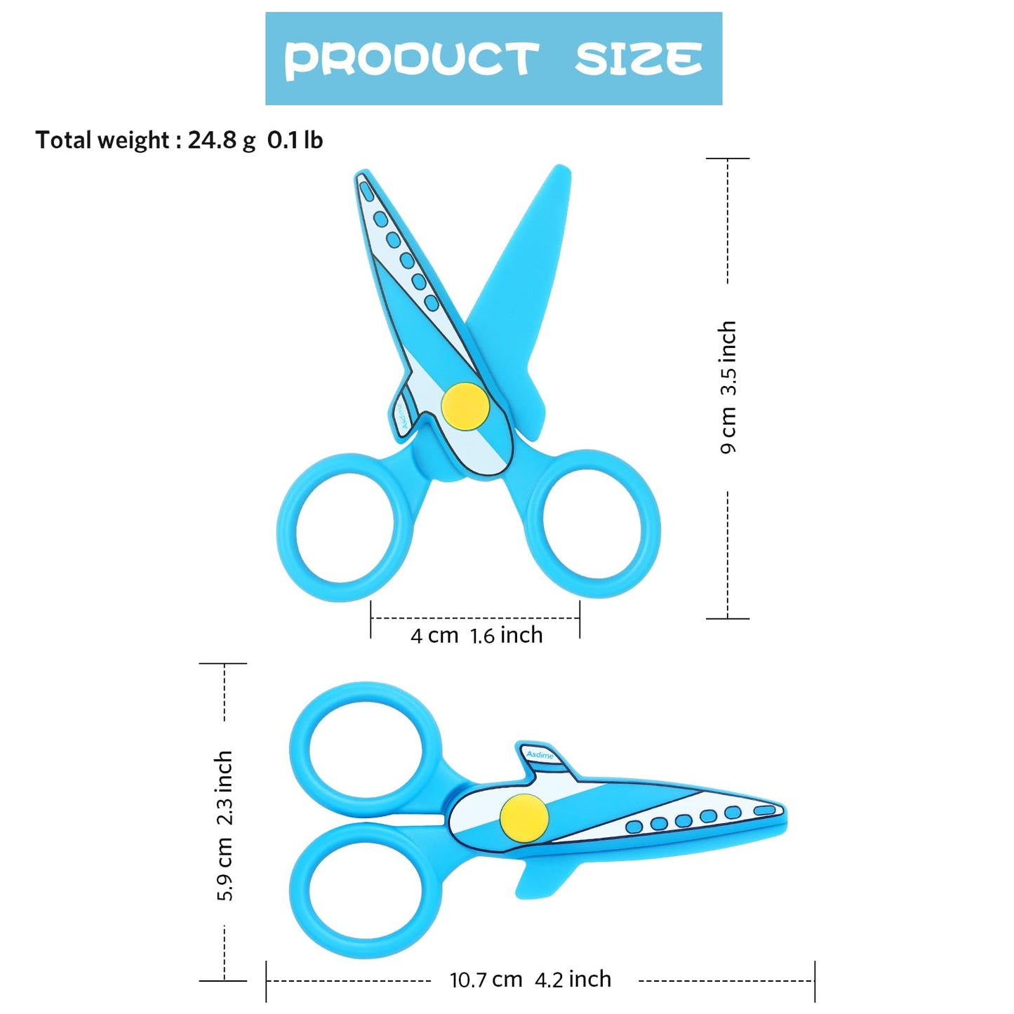 Asdirne Children Scissors – Safe Preschool Toddler Scissors (Pack of 2)