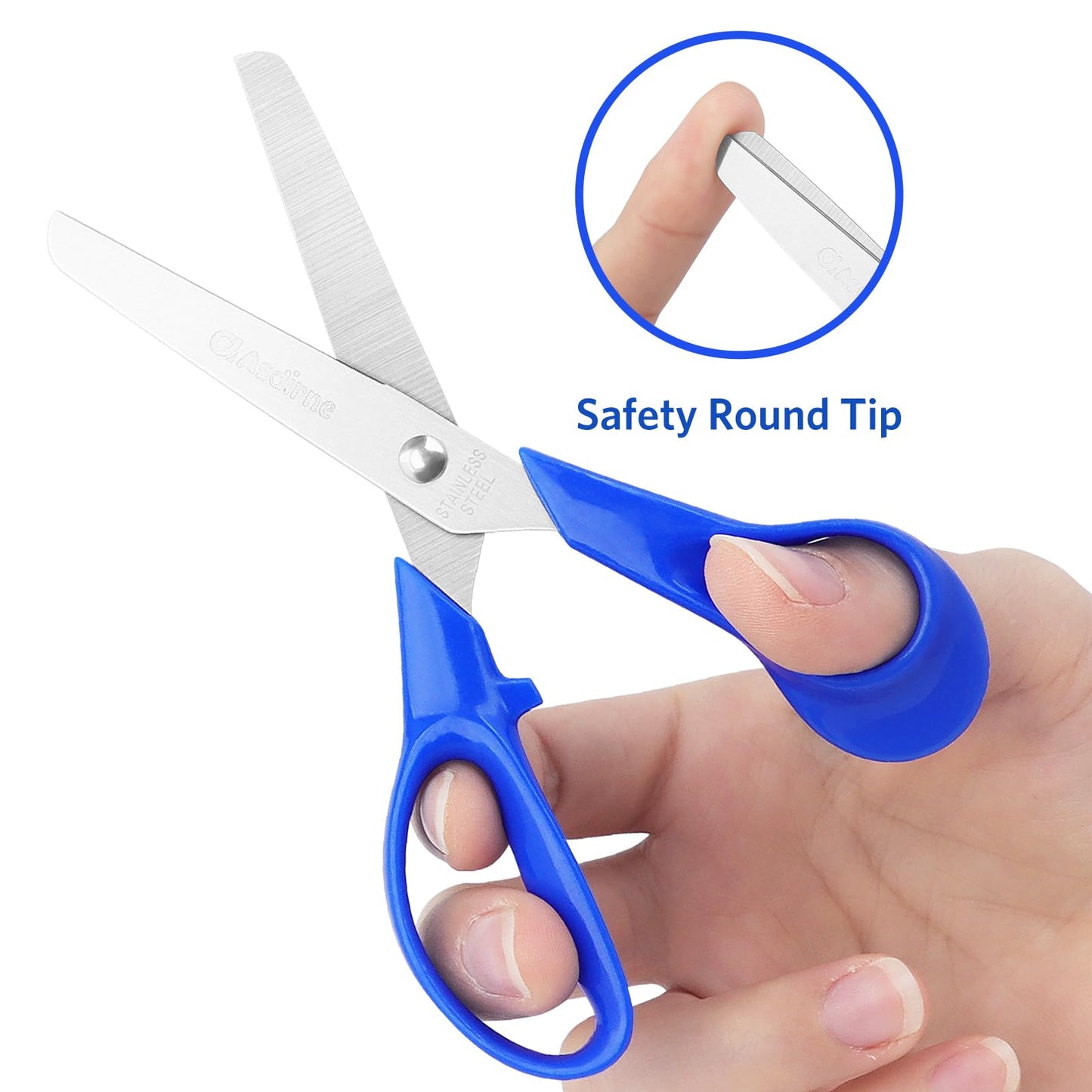 Asdirne Kids Scissors – Comfort Grip, Safety Blunt Tip, 5 Inch, 3 Pack