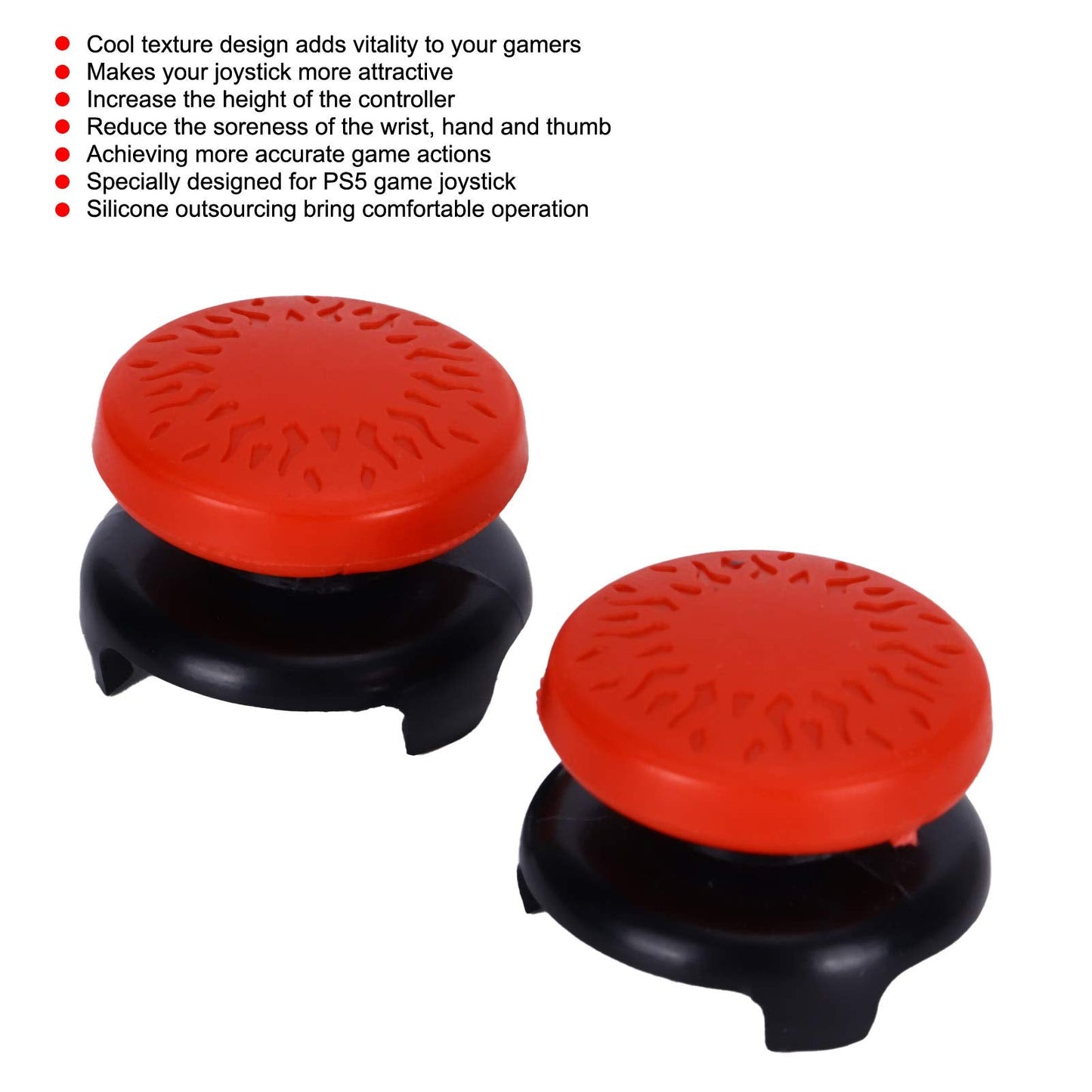ASHATA 2-Pack Thumbstick Extensions for PS5 Controller – Red