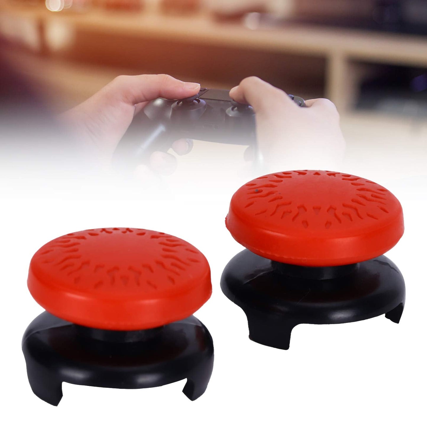 ASHATA 2-Pack Thumbstick Extensions for PS5 Controller – Red