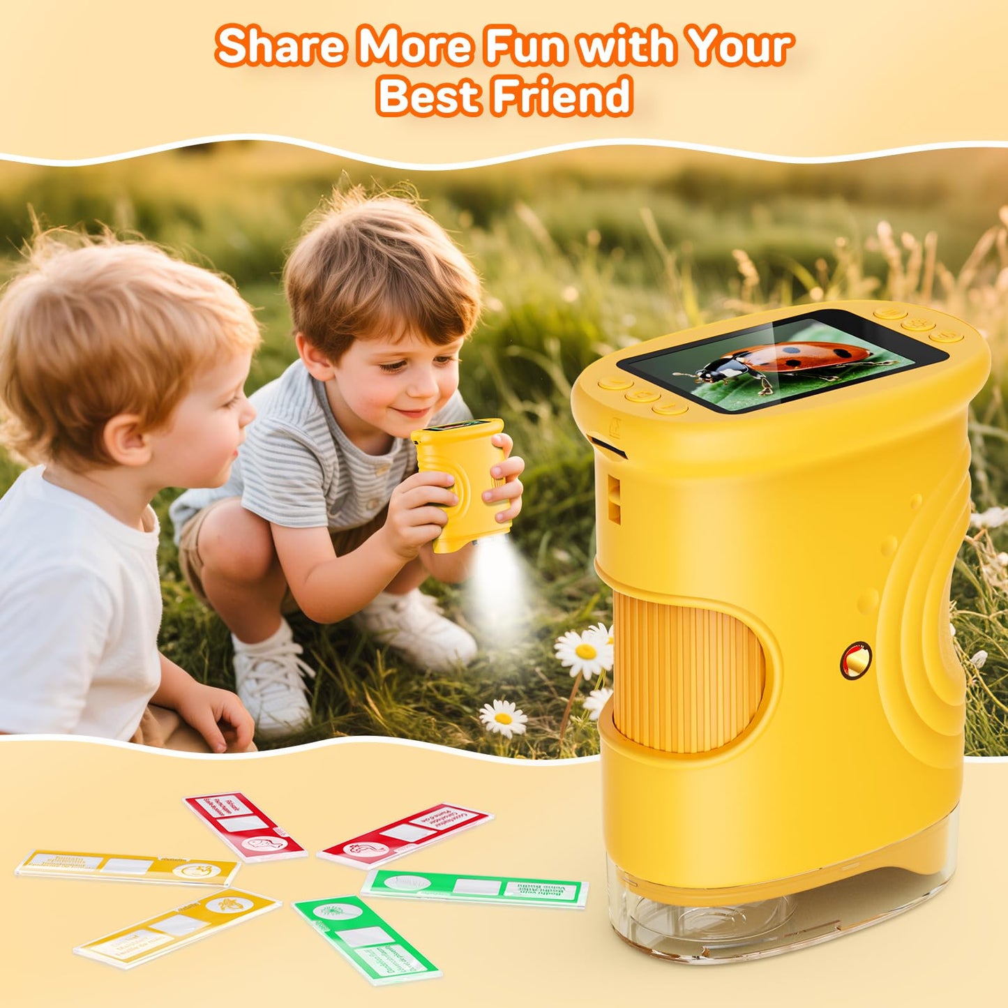 Ashfly 1000X Digital Handheld Microscope – 2-inch IPS Screen, Rechargeable Portable STEM Gift for Kids