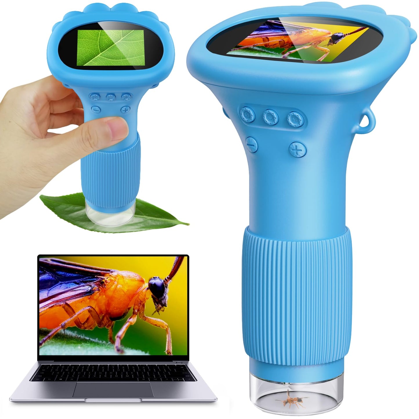 Ashfly Kids Microscope with 2-Inch Screen | Portable Pocket Microscope 10x-1000x