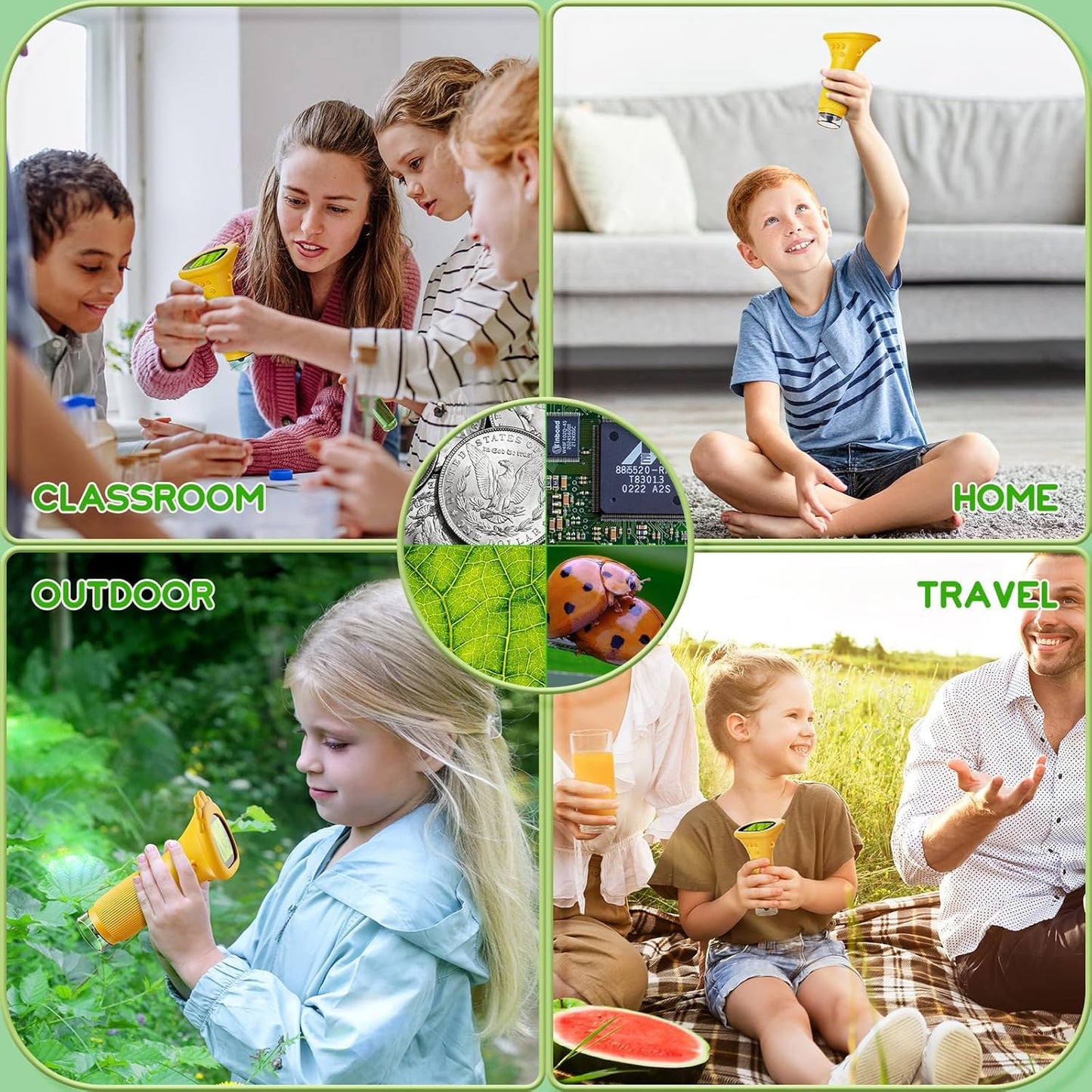 Ashfly Kids Microscope 1000X Portable Miniscope — 2-Inch Screen, Photo & Video, Easter Gift 2026