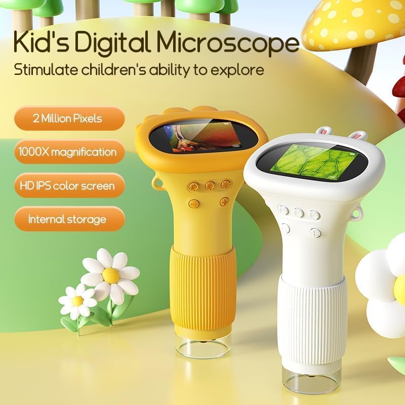 Ashfly Kids Microscope 1000X Portable Miniscope — 2-Inch Screen, Photo & Video, Easter Gift 2026