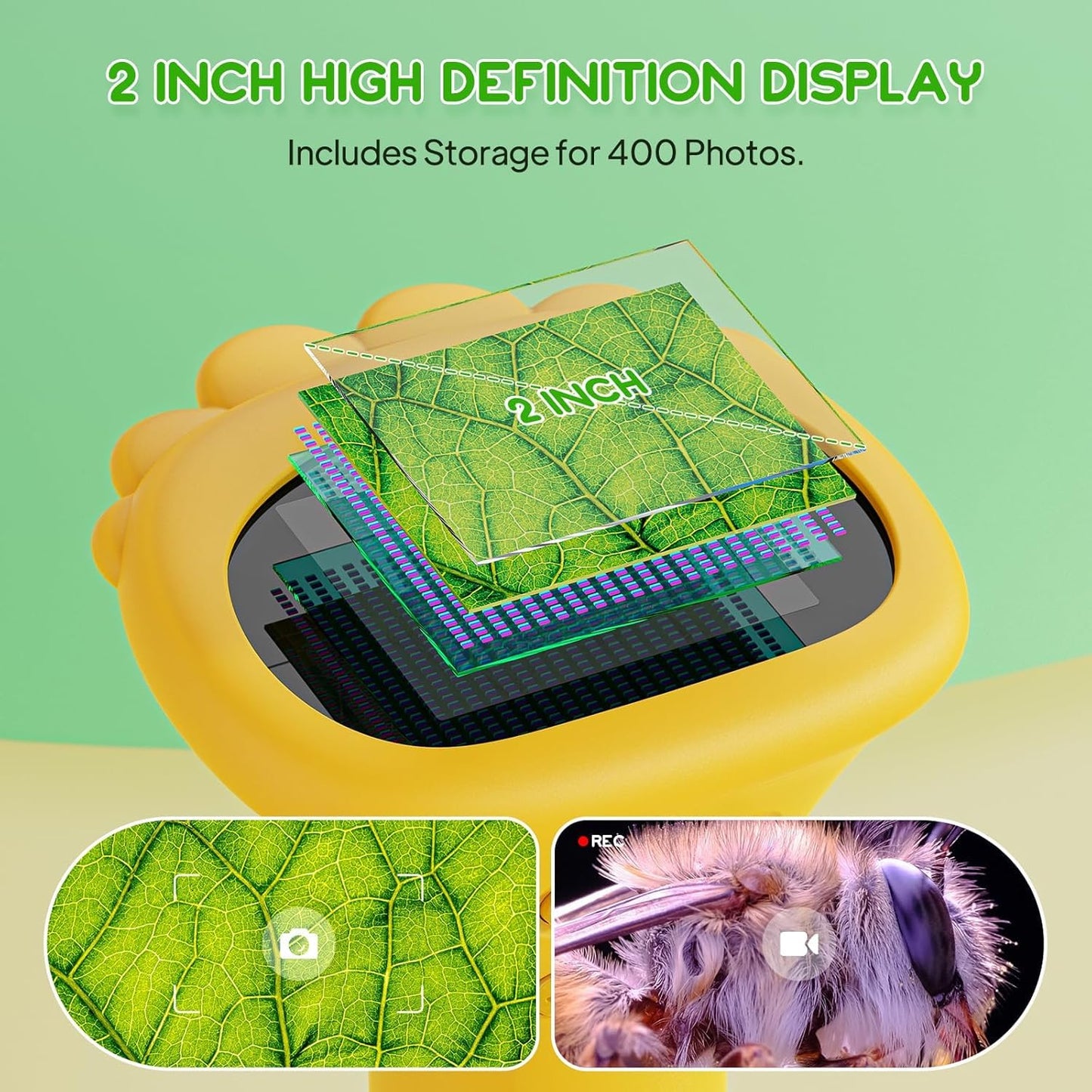 Ashfly Kids Microscope 1000X Portable Miniscope — 2-Inch Screen, Photo & Video, Easter Gift 2026