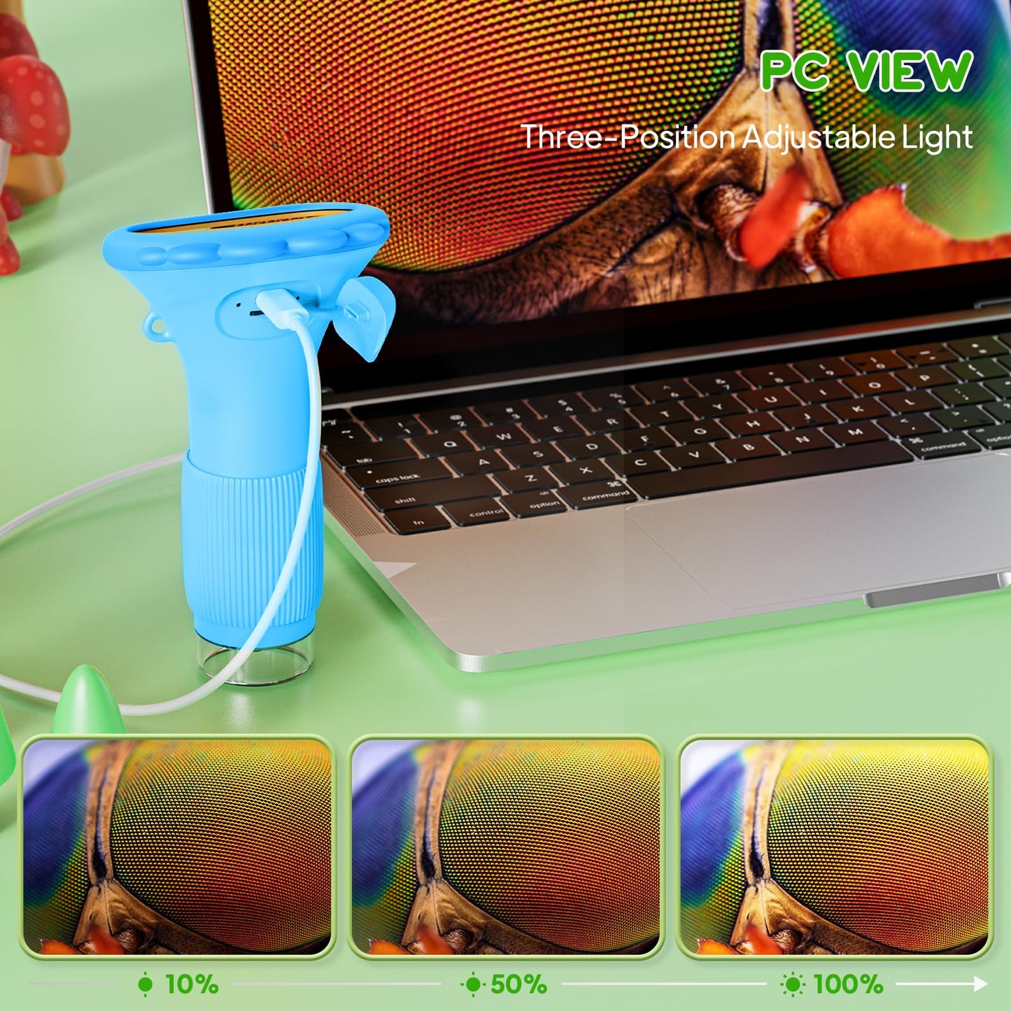 Ashfly Kids Microscope with 2-Inch Screen | Portable Pocket Microscope 10x-1000x