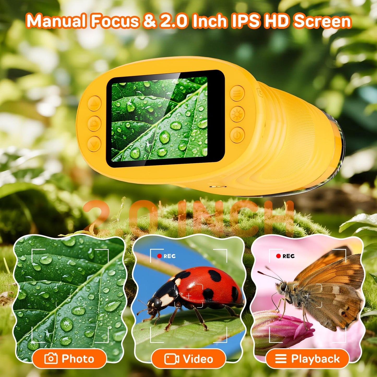 Ashfly 1000X Digital Handheld Microscope – 2-inch IPS Screen, Rechargeable Portable STEM Gift for Kids