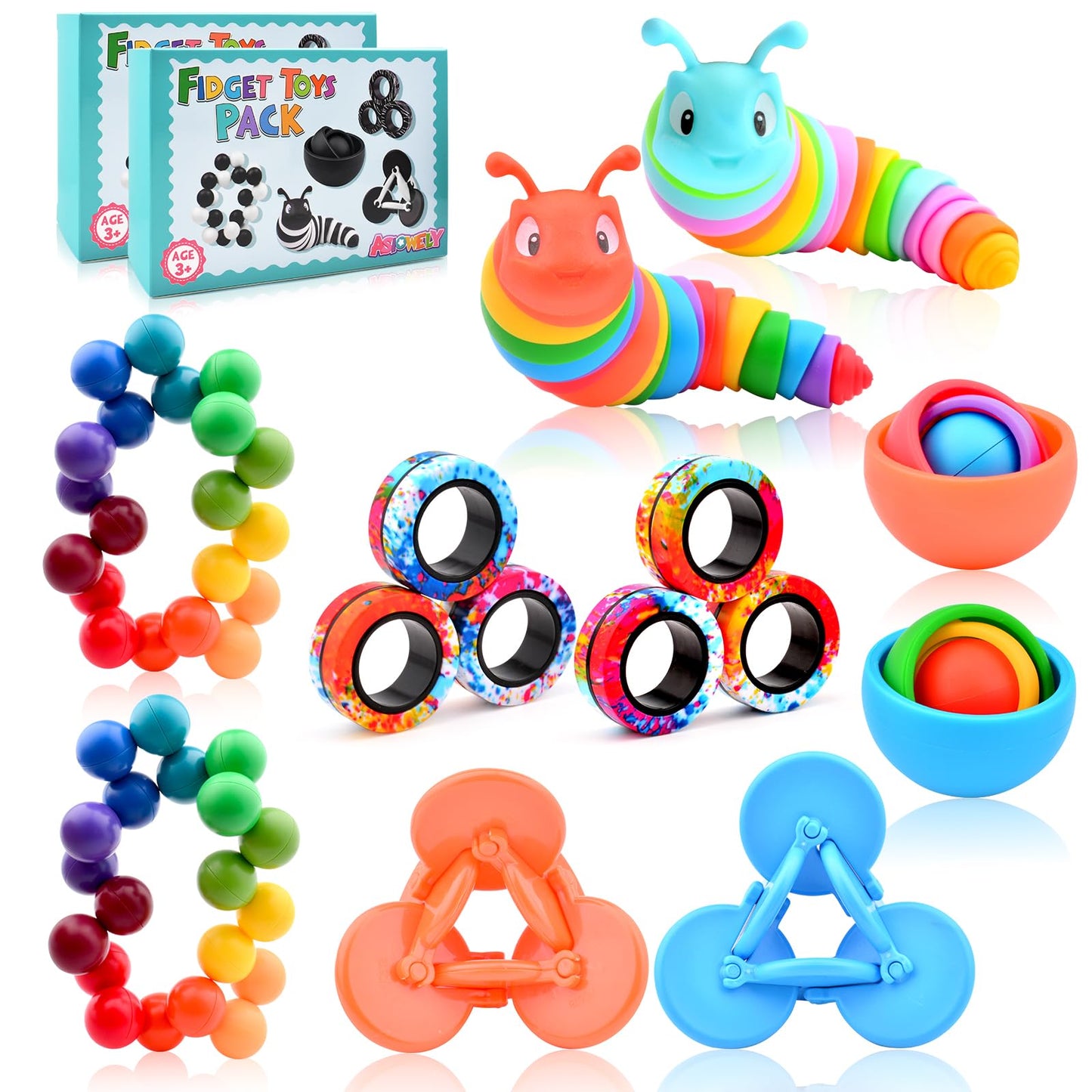 ASIOWELY 10pc Fidget Toys Set – Sensory Desk Toys for Focus and Stress Relief