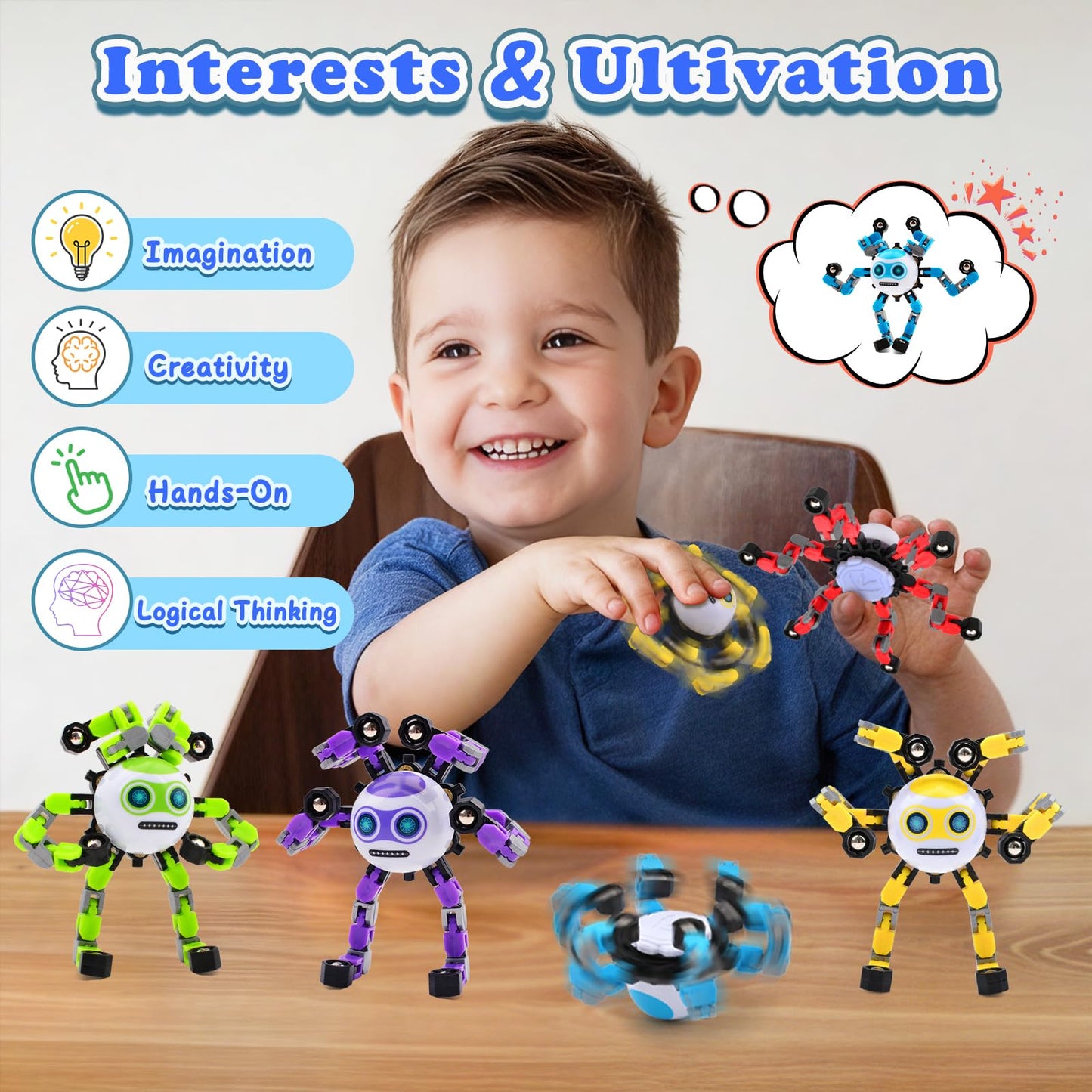 ASIOWELY 2-Piece Transformable Fidget Spinners for Stress Relief & Sensory Play