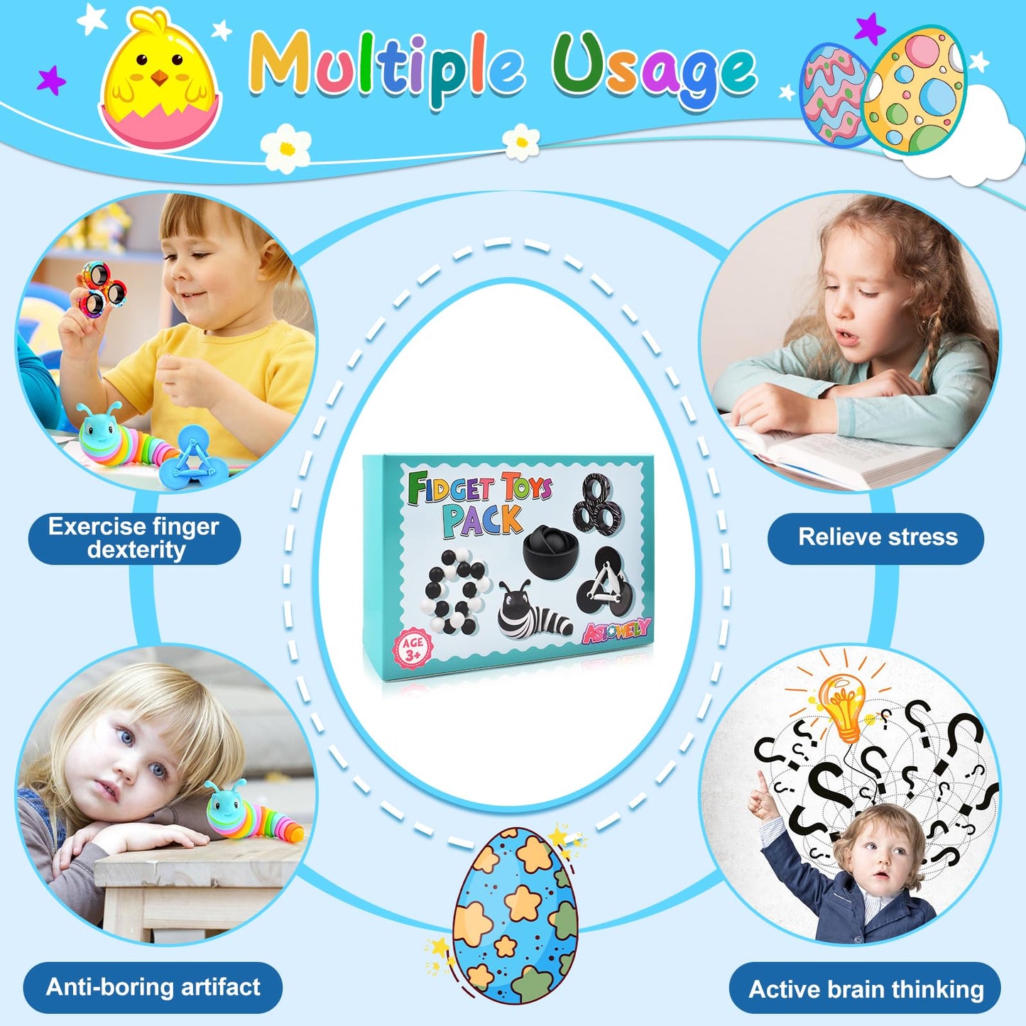ASIOWELY Fidget Toys Pack – Sensory Desk Toys for Kids & Adults | Stress Relief & Focus Support