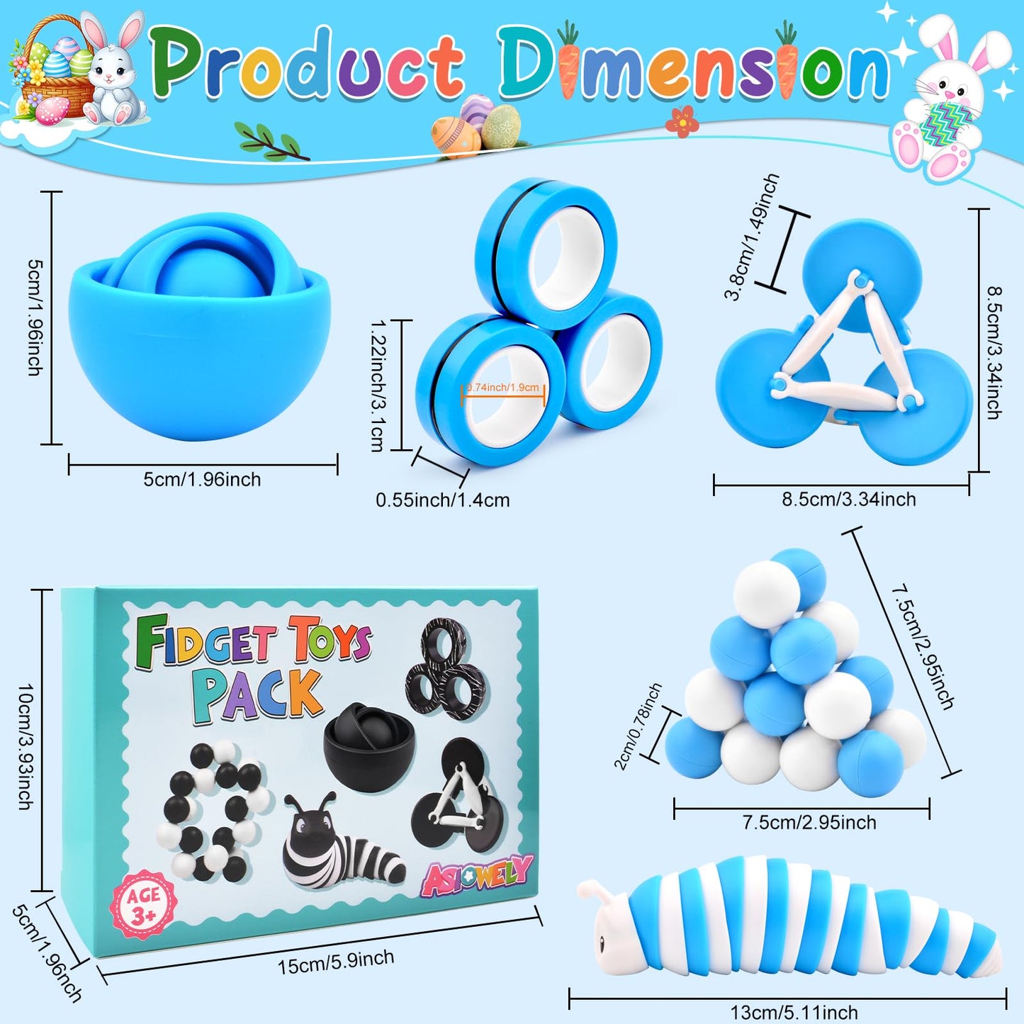 ASIOWELY Fidget Toys Pack – Sensory Desk Toys for Kids & Adults | Stress Relief & Focus Support