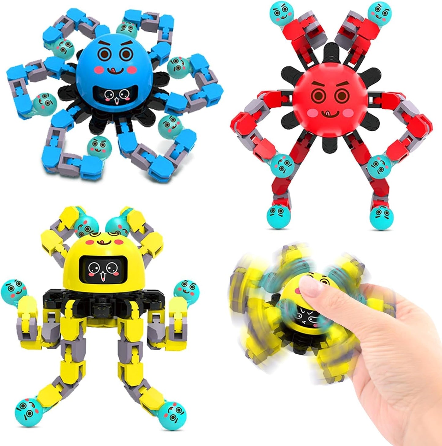 ASIOWELY Transformable Fidget Spinner - 3-Pack Sensory Toys for Focus & Stress Relief