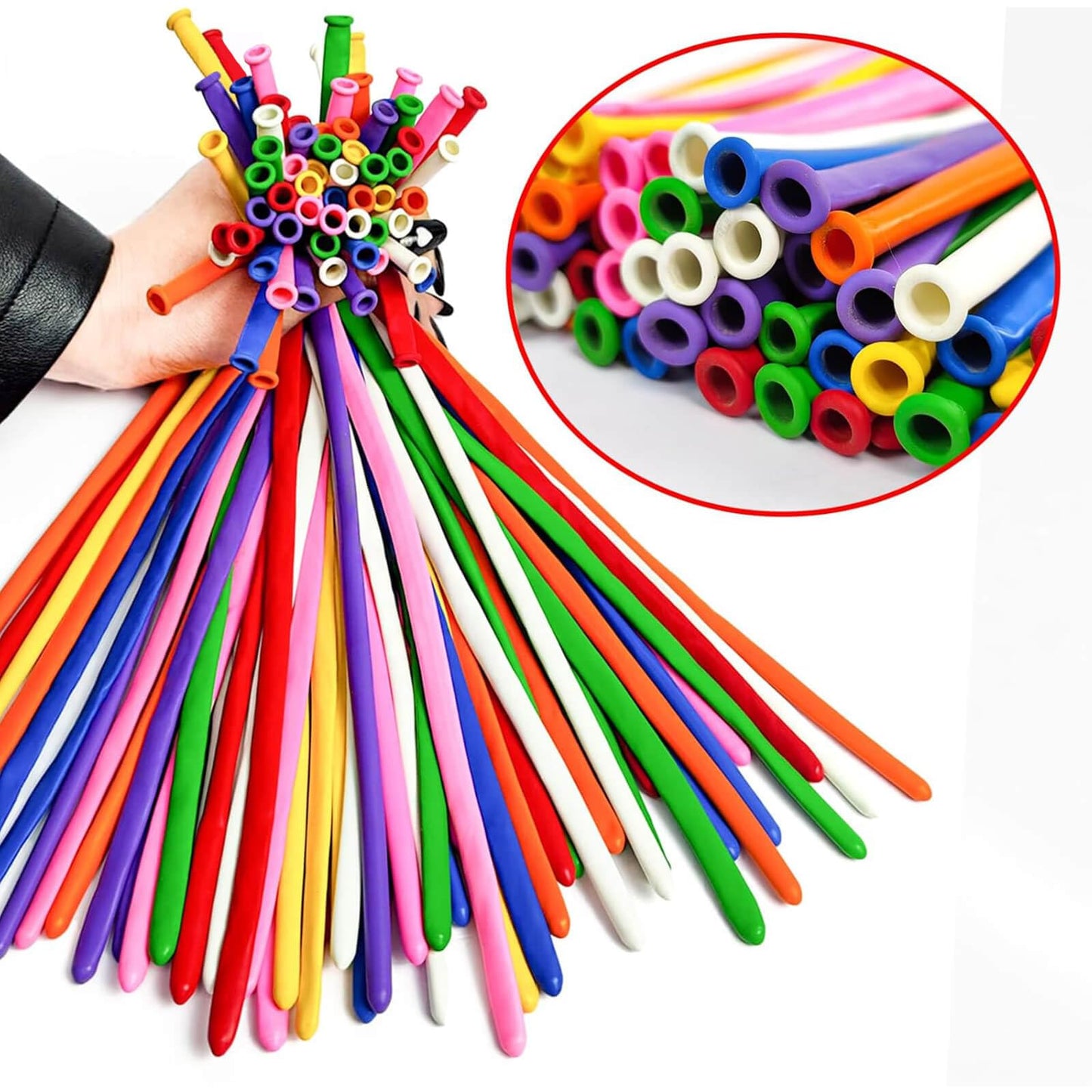 ASIYUHY 260 Long Balloons – 100 Pack Twisting Animal Balloons in Assorted Colors