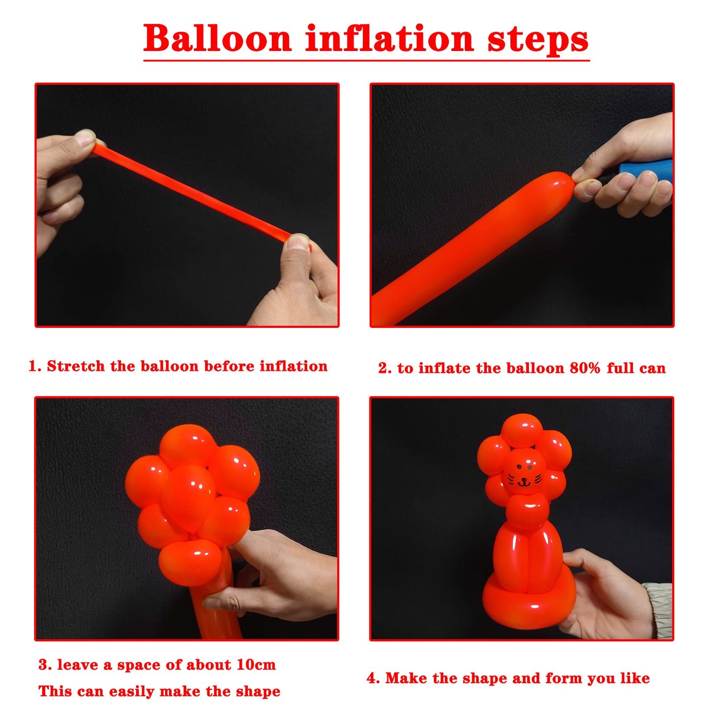 ASIYUHY 260 Long Red Balloons – 100 Pack, Durable Twistable Latex for Animal Shapes