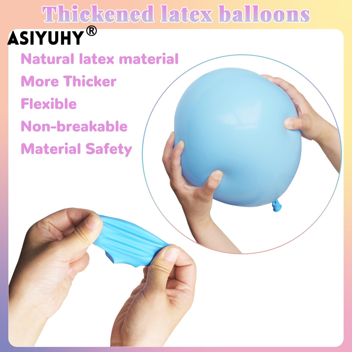 ASIYUHY Pastel Balloons – 100 Pack 12 Inch Latex Party Balloons for Birthday, Baby Shower, Wedding