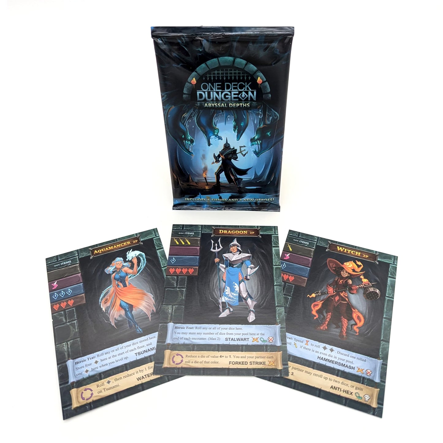 Asmadi Games One Deck Dungeon: Abyssal Depths – Mini-Expansion with Fiends & Heroes